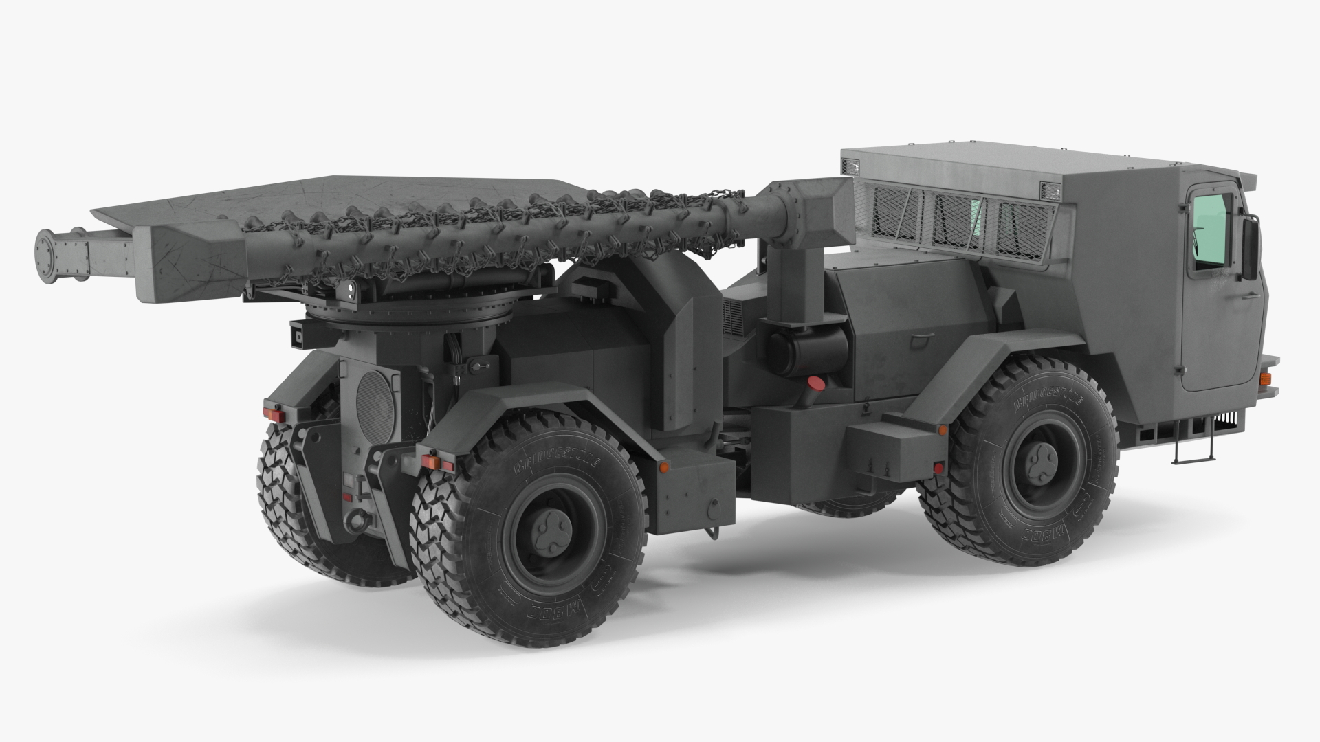 3D Grey Old Mine Flail Vehicle Hydrema 910 Rigged