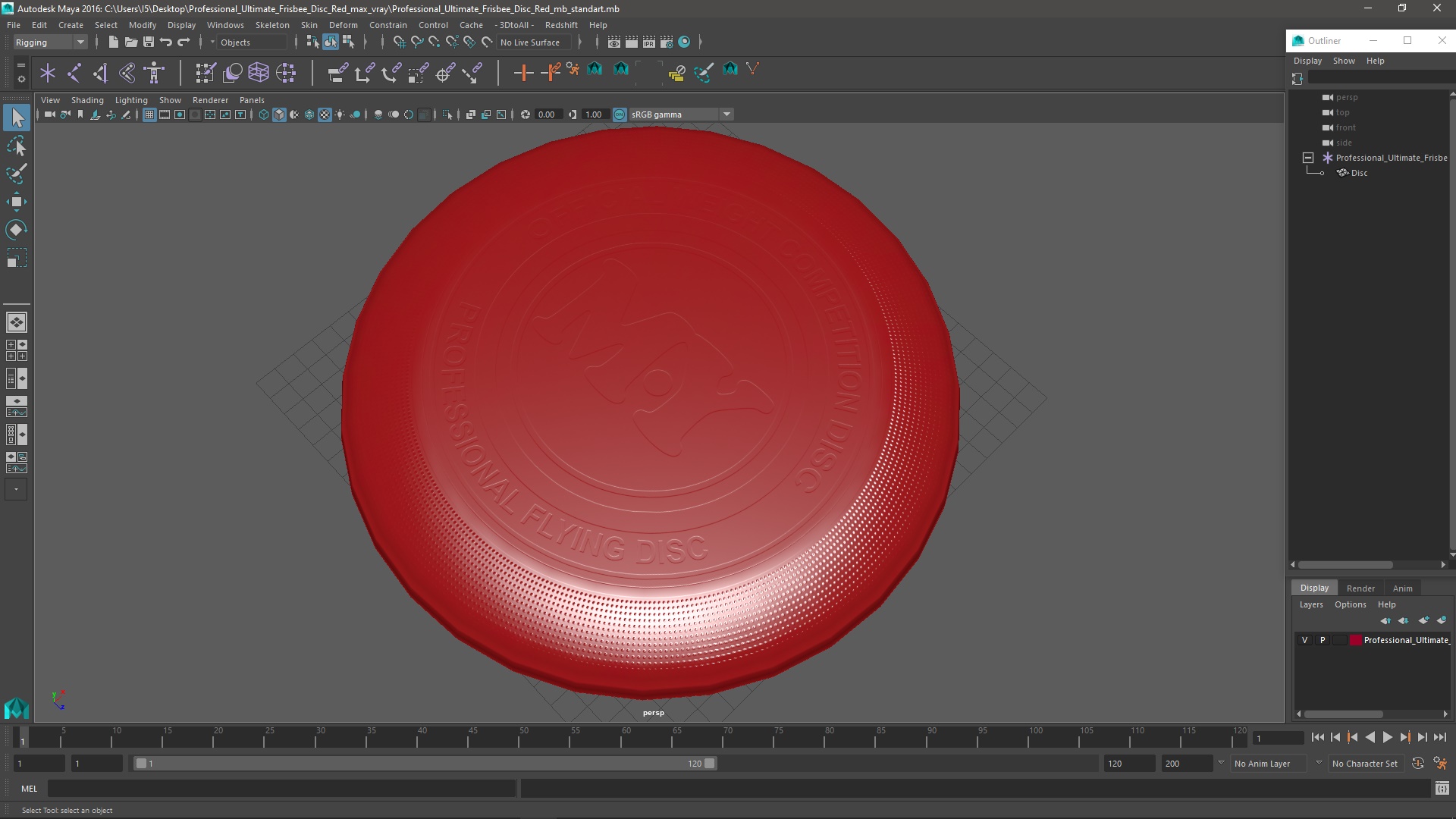 3D Professional Ultimate Frisbee Disc Red model