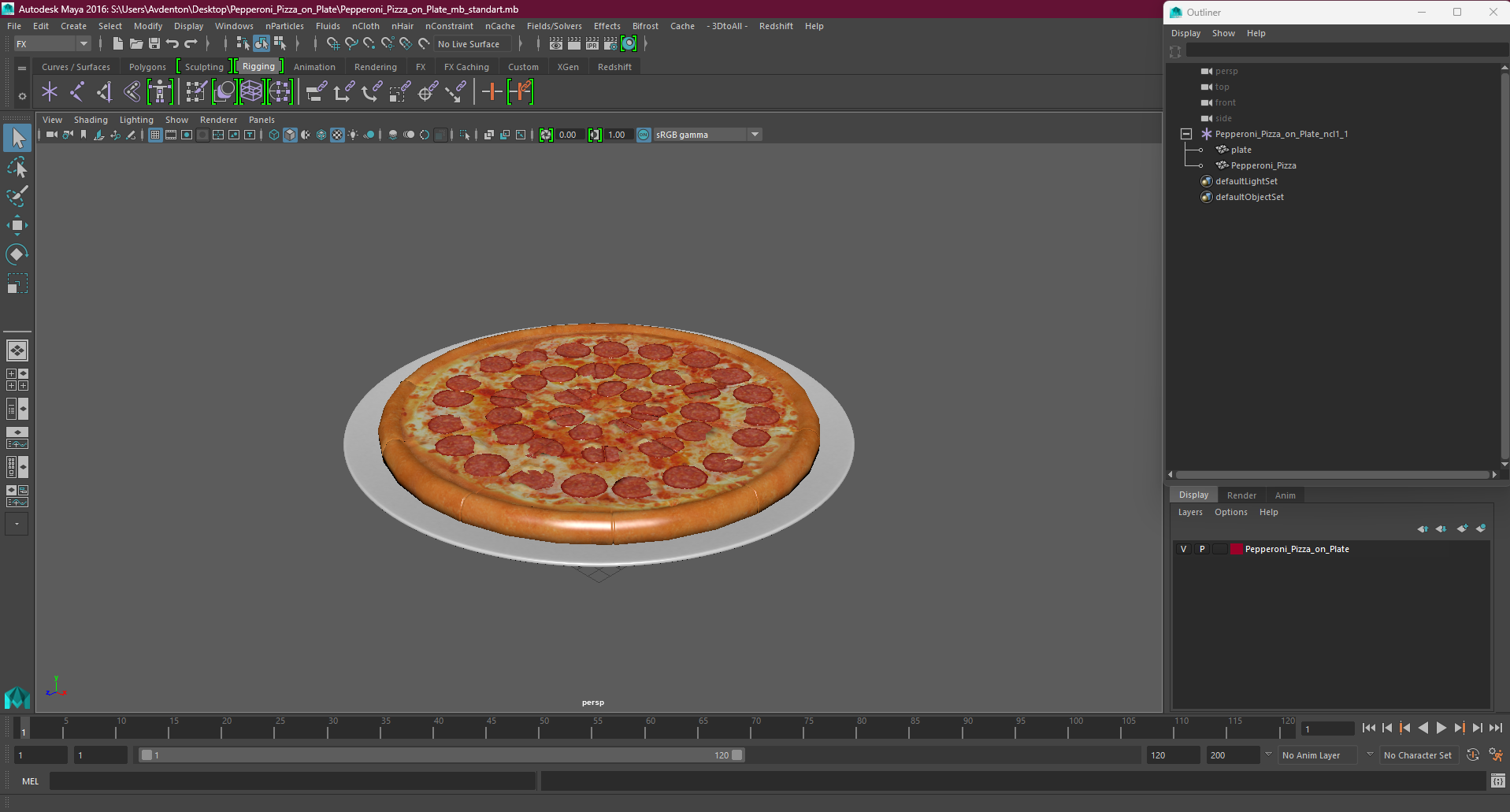 Pepperoni Pizza on Plate 3D model