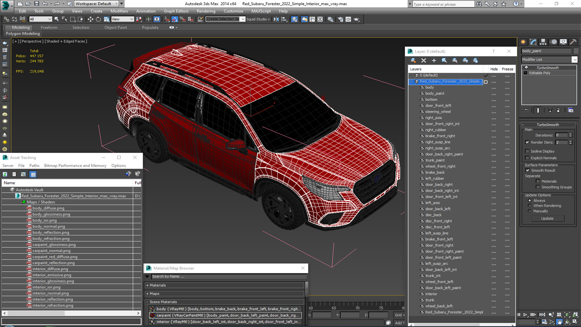 3D model Red Subaru Forester 2022 Simple Interior