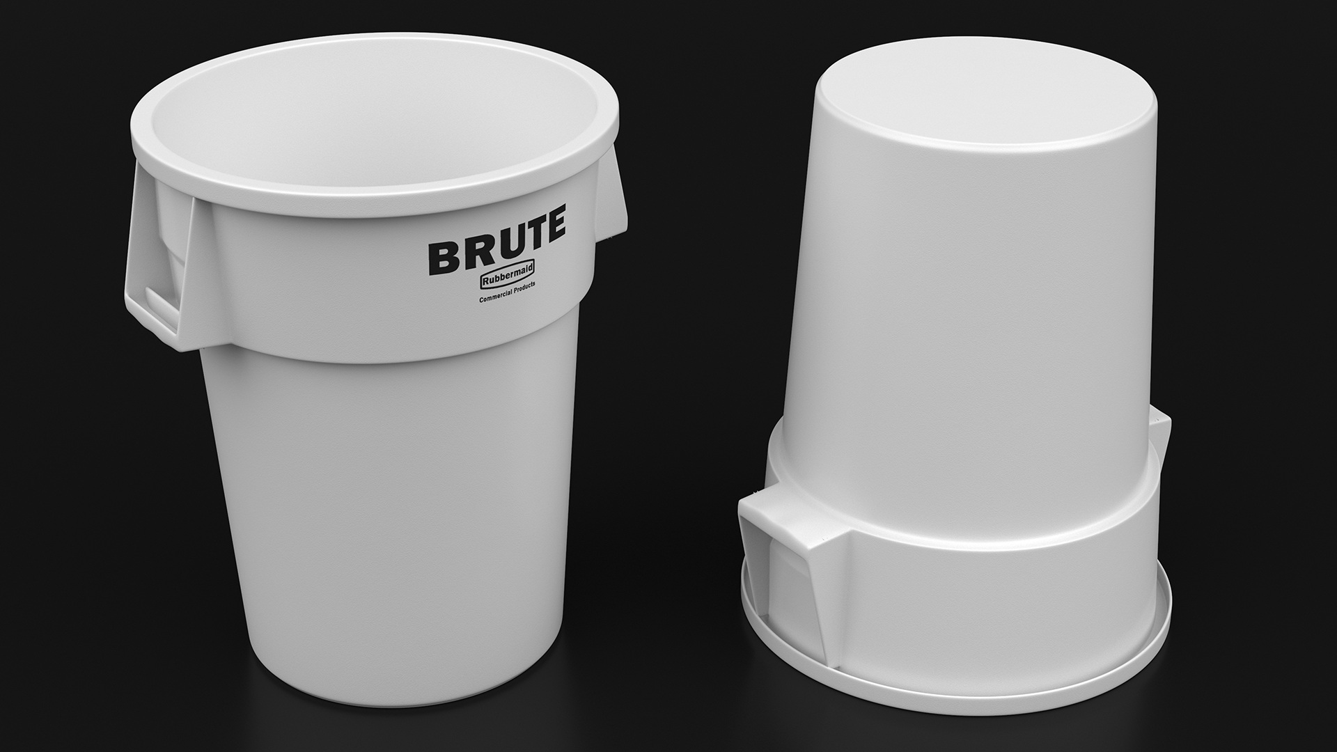 3D model White Plastic Round Trash Can Rubbermaid