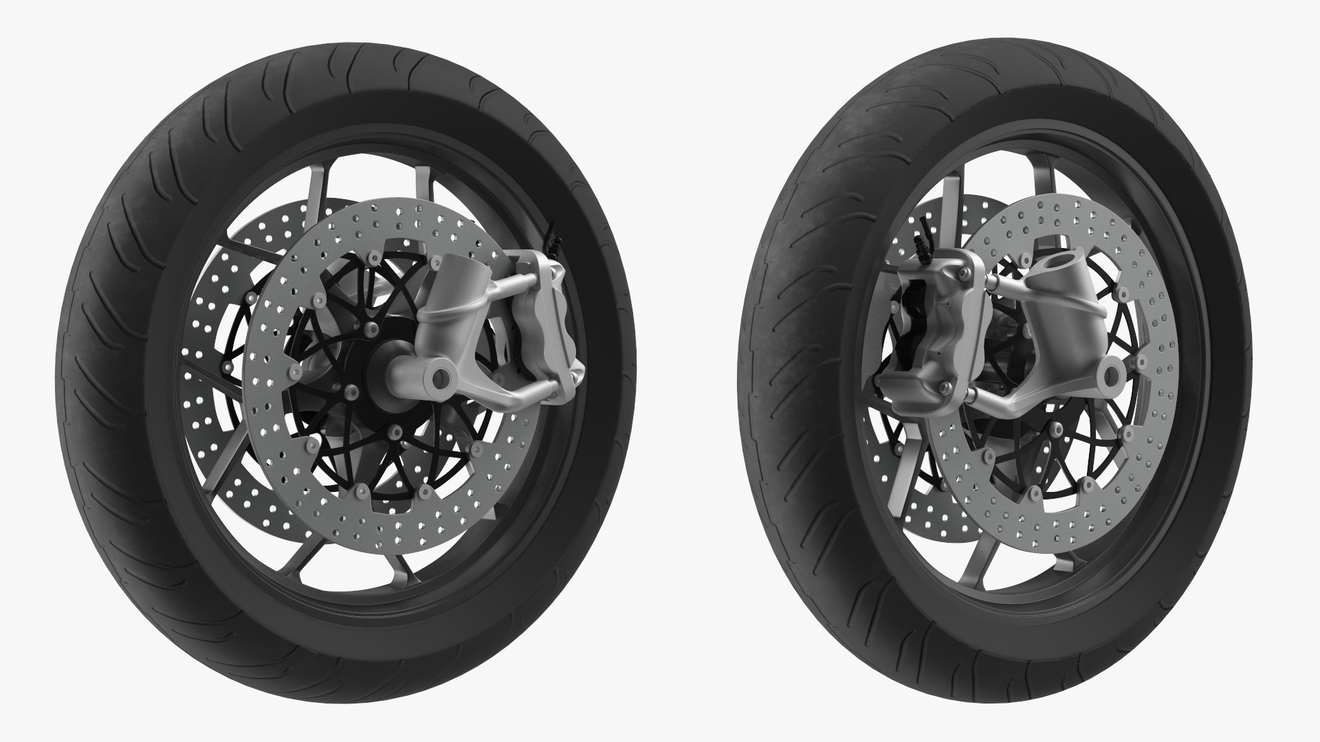 Motorcycle Spoked Wheel with Disc Brake 3D model