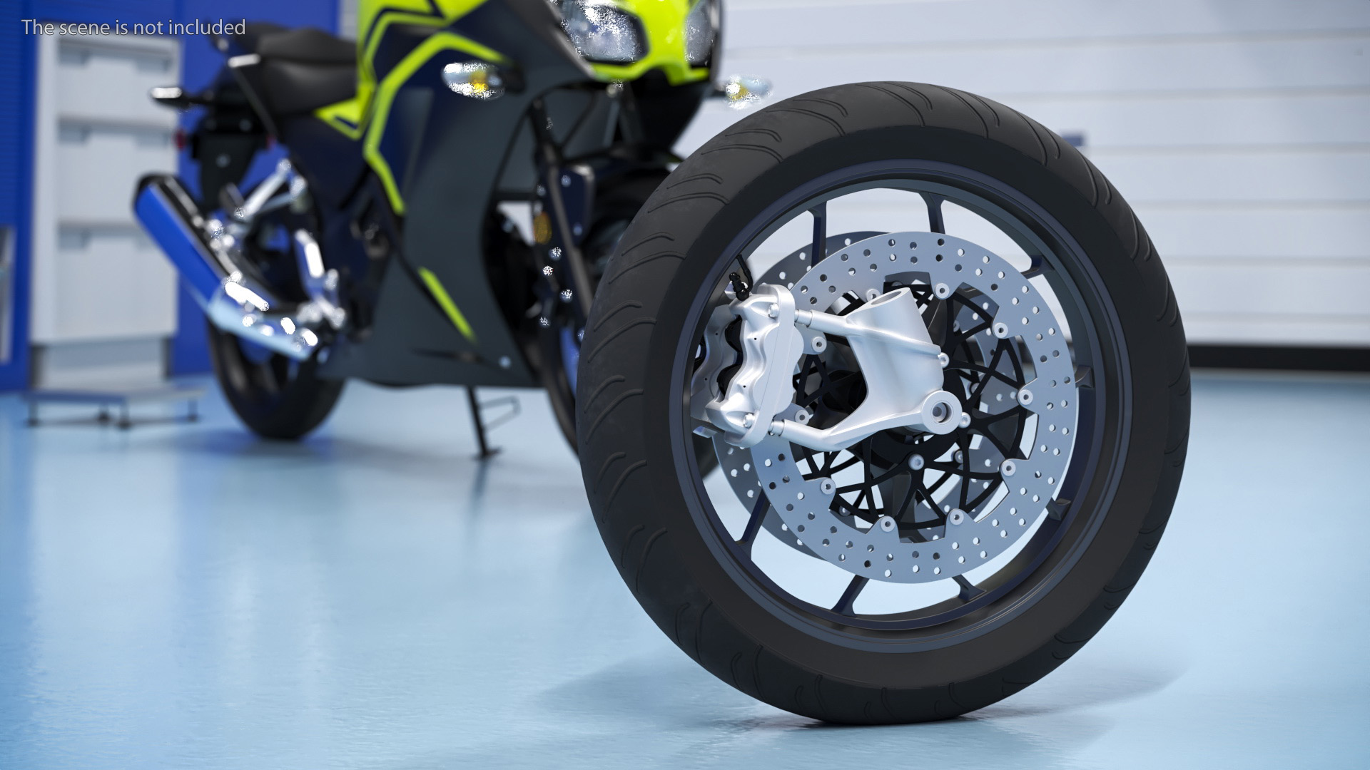 Motorcycle Spoked Wheel with Disc Brake 3D model