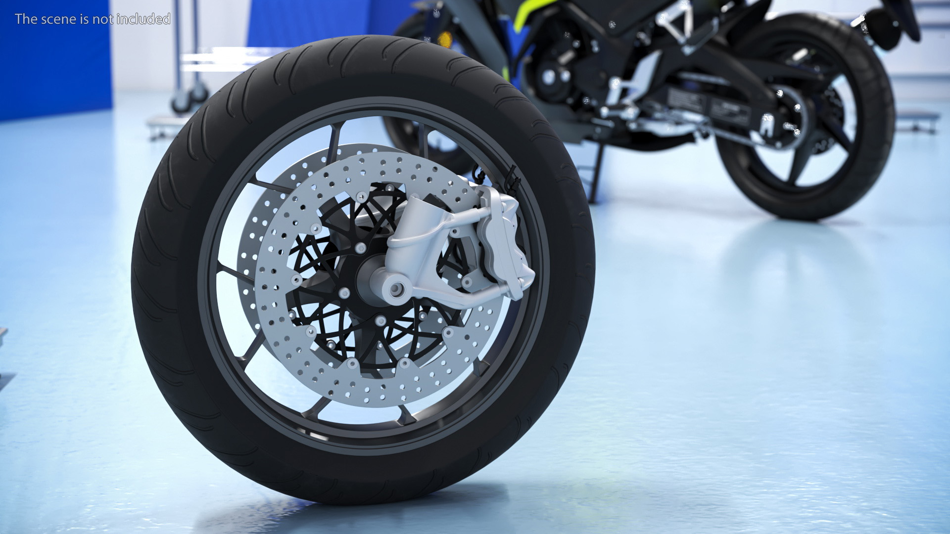 Motorcycle Spoked Wheel with Disc Brake 3D model