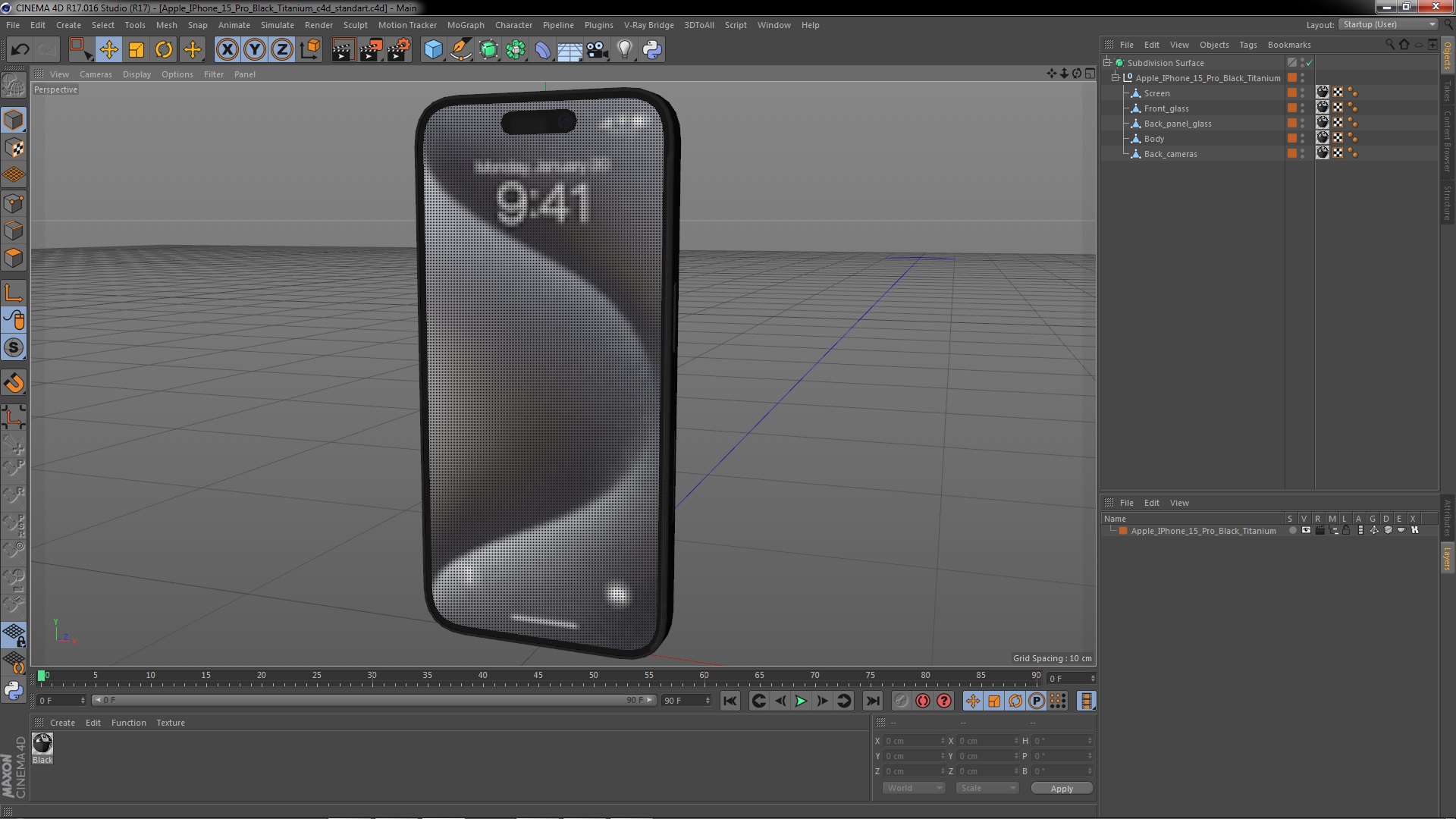 Apple IPhone 15 Pro Black Titanium 3D model