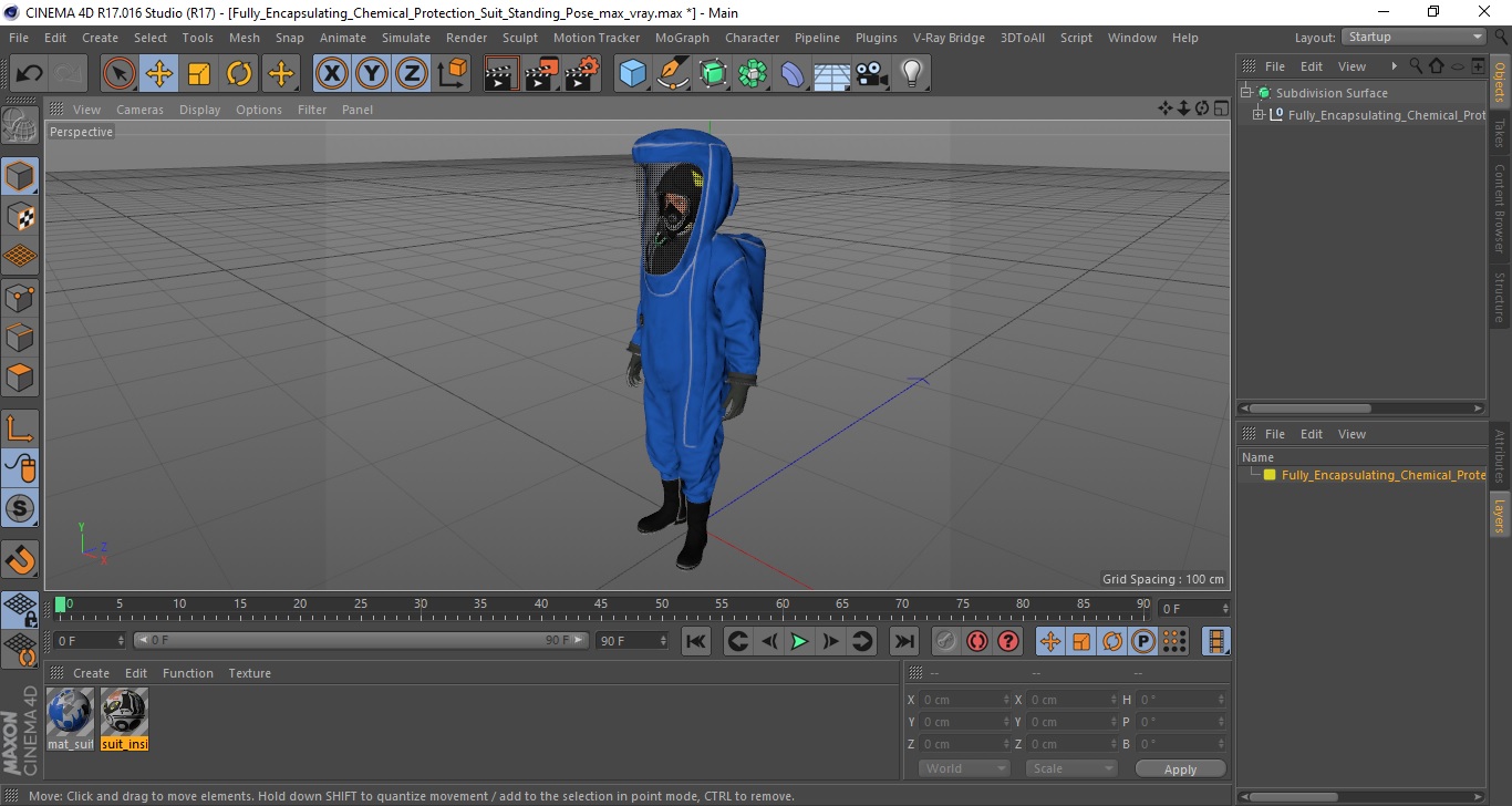 3D Fully Encapsulating Chemical Protection Suit Standing Pose model