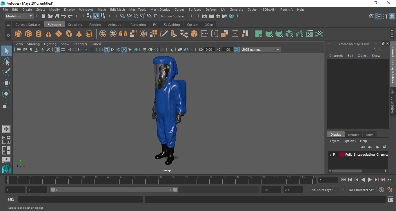 3D Fully Encapsulating Chemical Protection Suit Standing Pose model