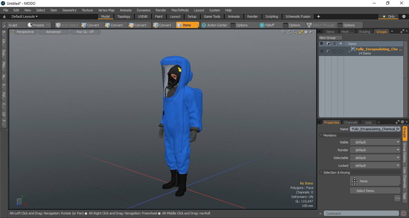 3D Fully Encapsulating Chemical Protection Suit Standing Pose model