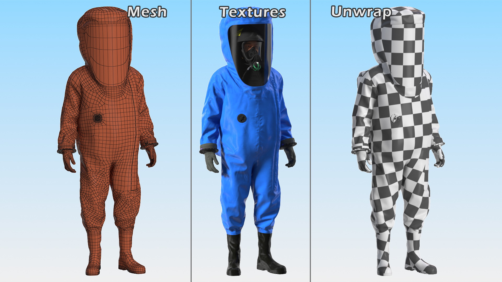 3D Fully Encapsulating Chemical Protection Suit Standing Pose model