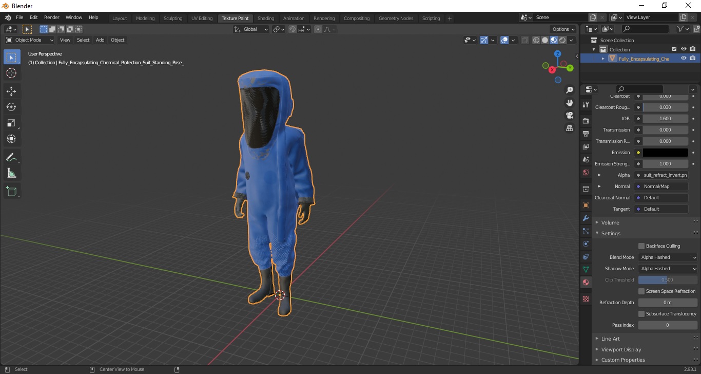 3D Fully Encapsulating Chemical Protection Suit Standing Pose model