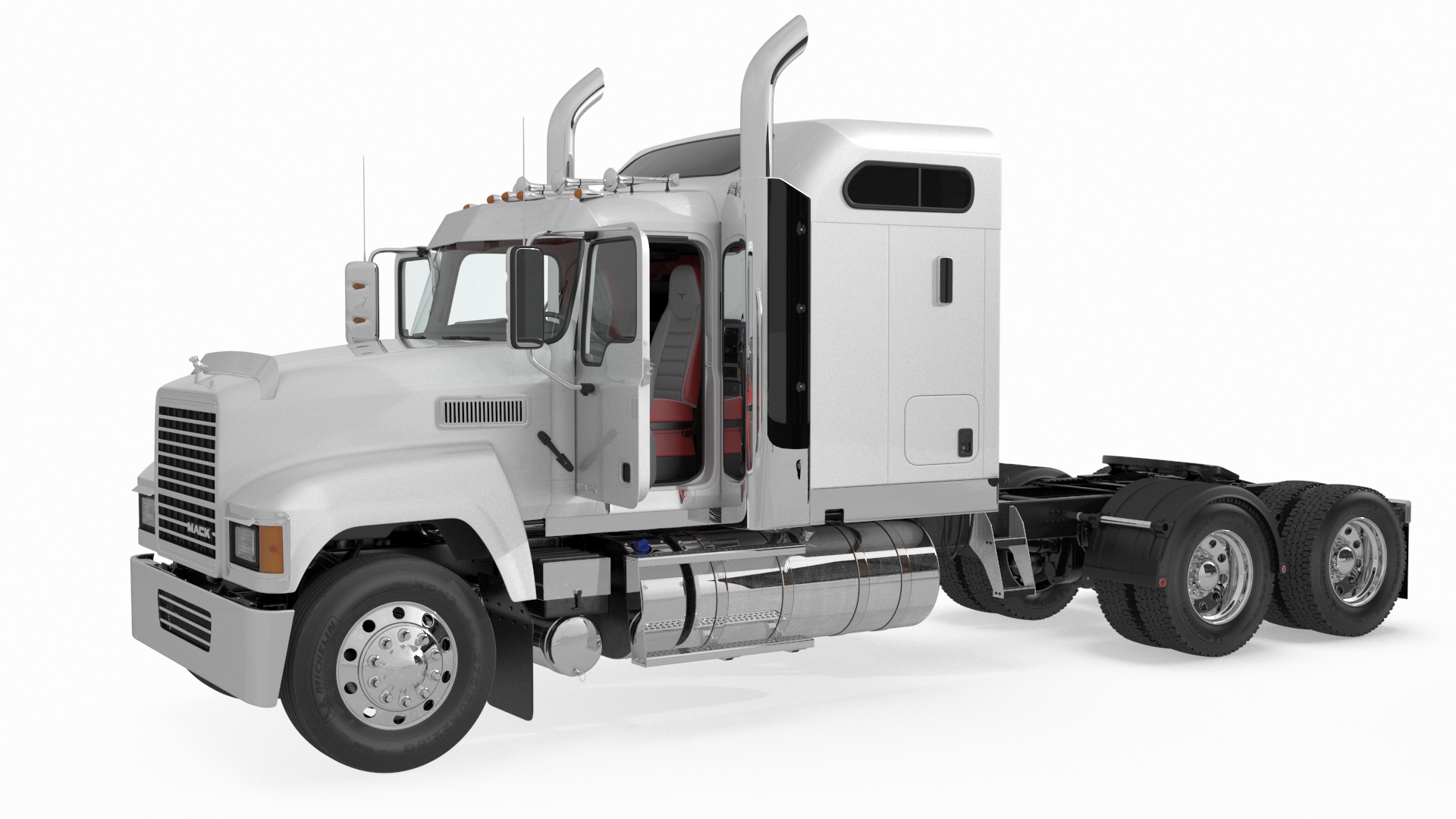 3D model Mack CHU613 Truck with Hyundai HDC-6 Cargo Trailer