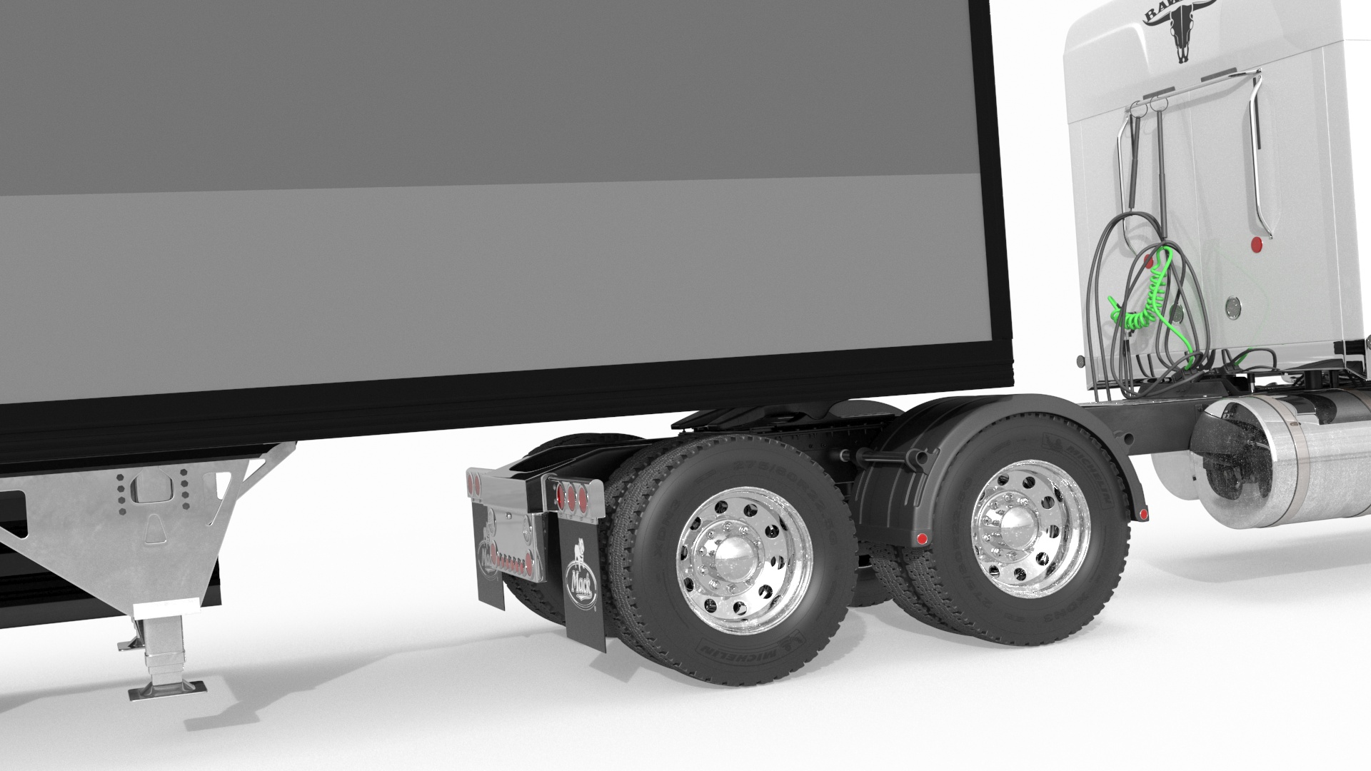 3D model Mack CHU613 Truck with Hyundai HDC-6 Cargo Trailer