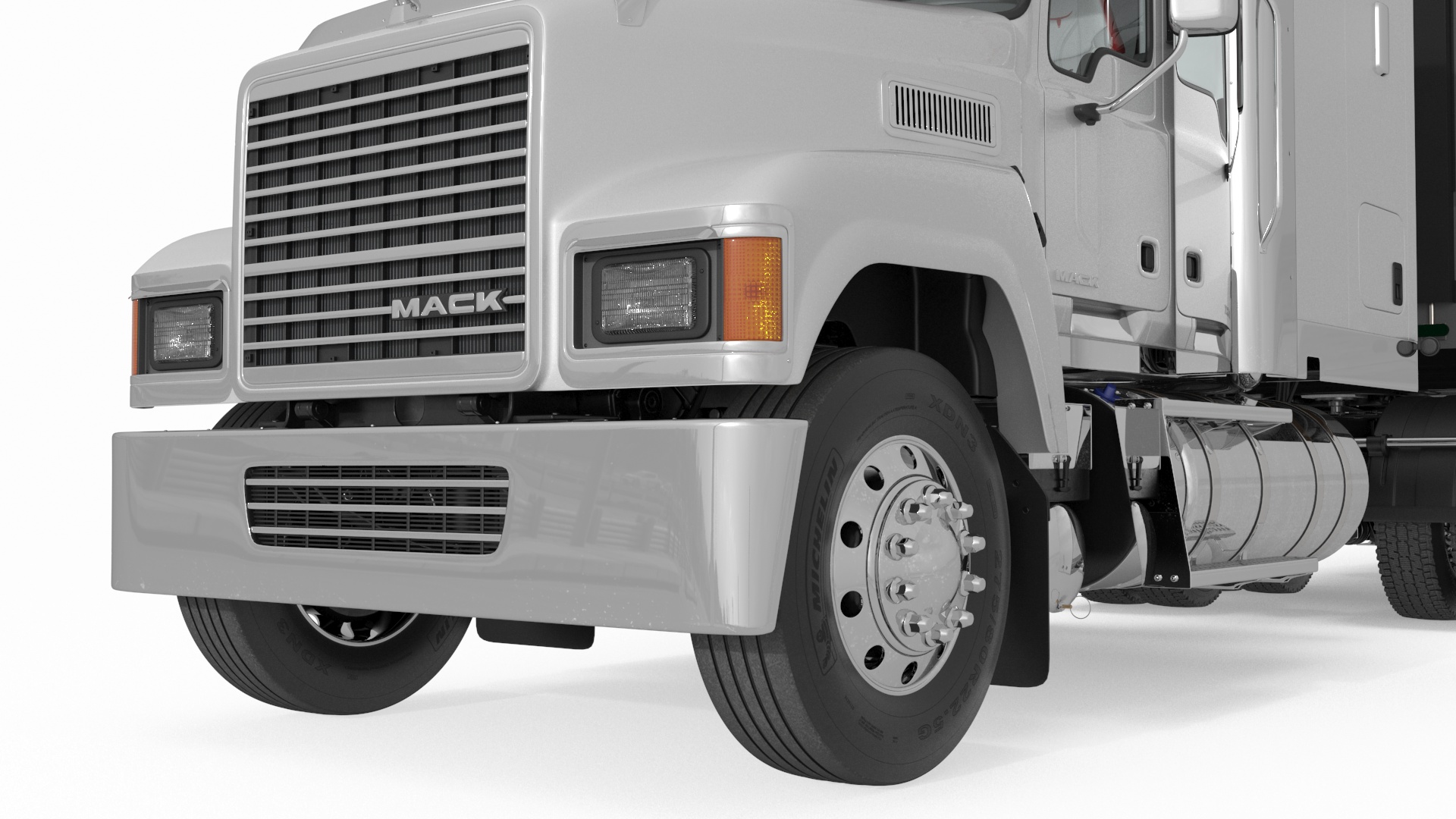 3D model Mack CHU613 Truck with Hyundai HDC-6 Cargo Trailer