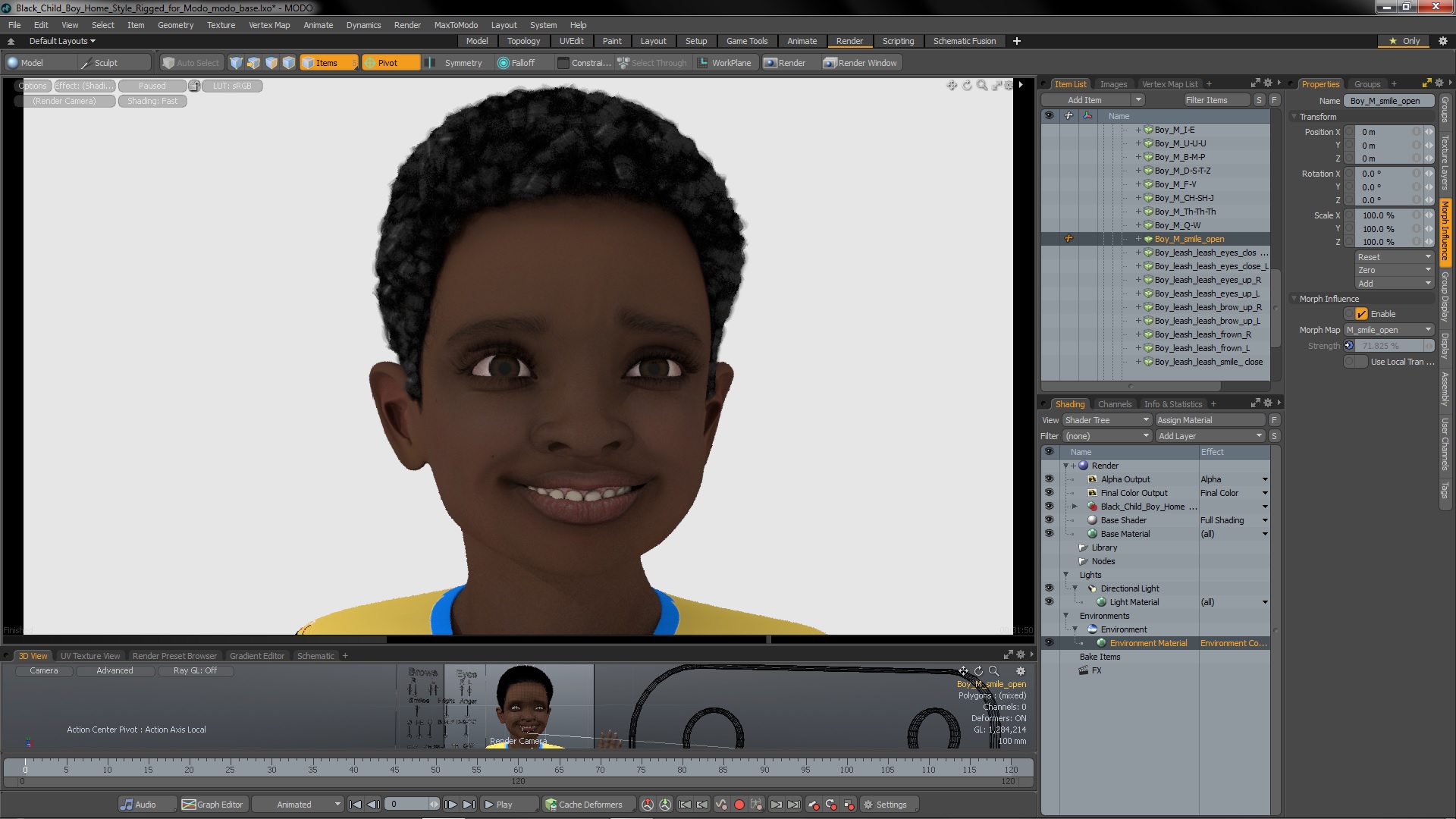 Black Child Boy Home Style Rigged for Modo 3D