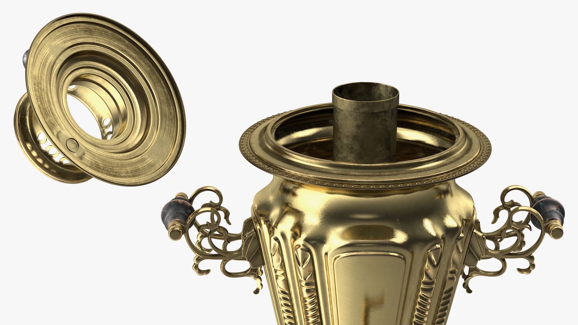 Russian Antique Brass Samovar 3D model