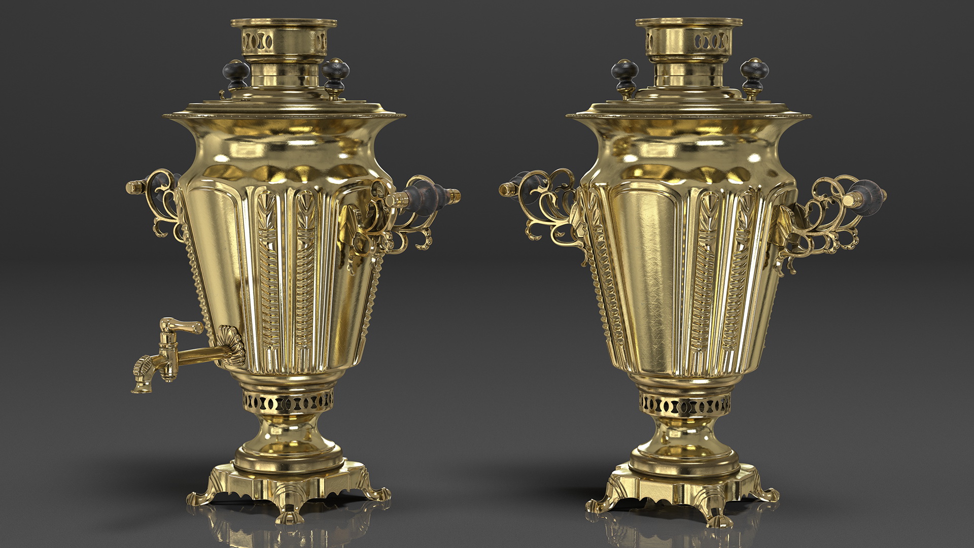 Russian Antique Brass Samovar 3D model