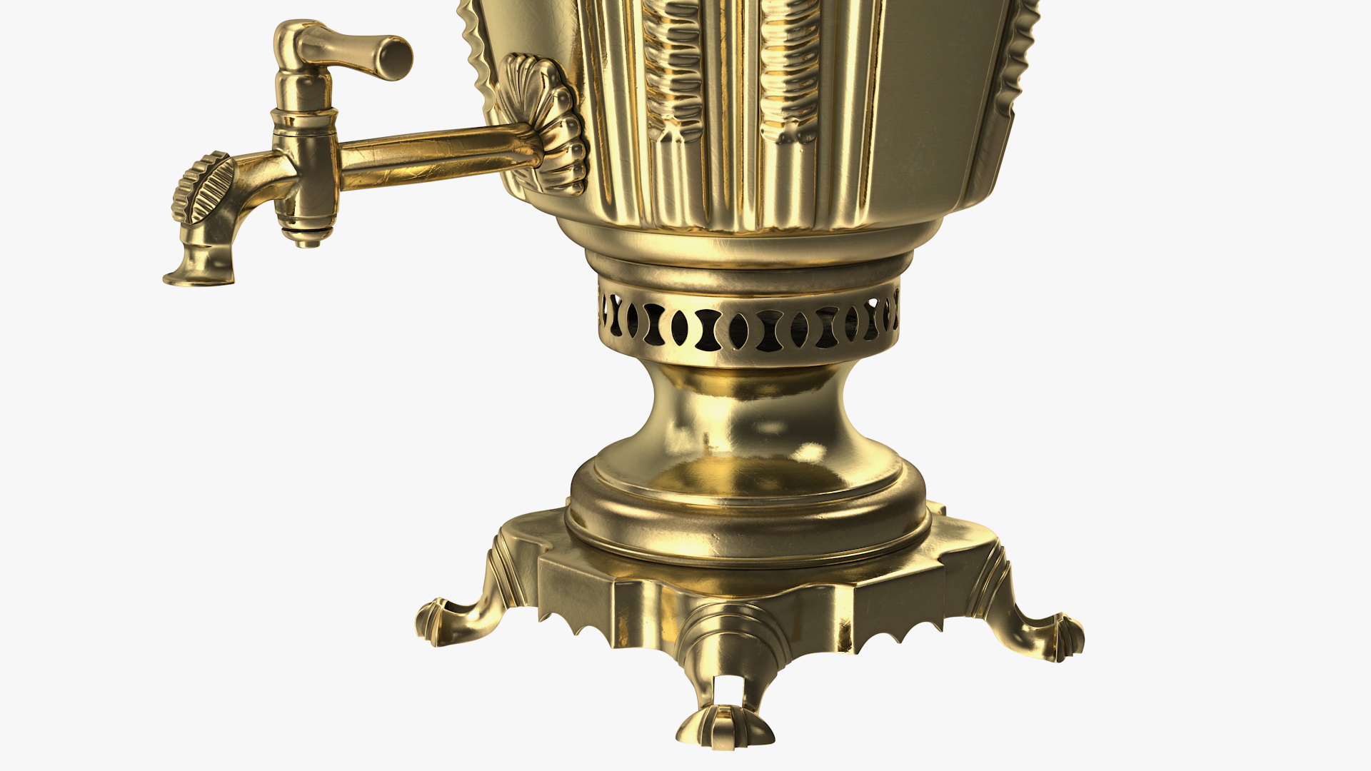 Russian Antique Brass Samovar 3D model