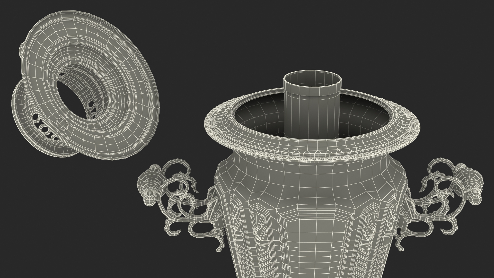 Russian Antique Brass Samovar 3D model