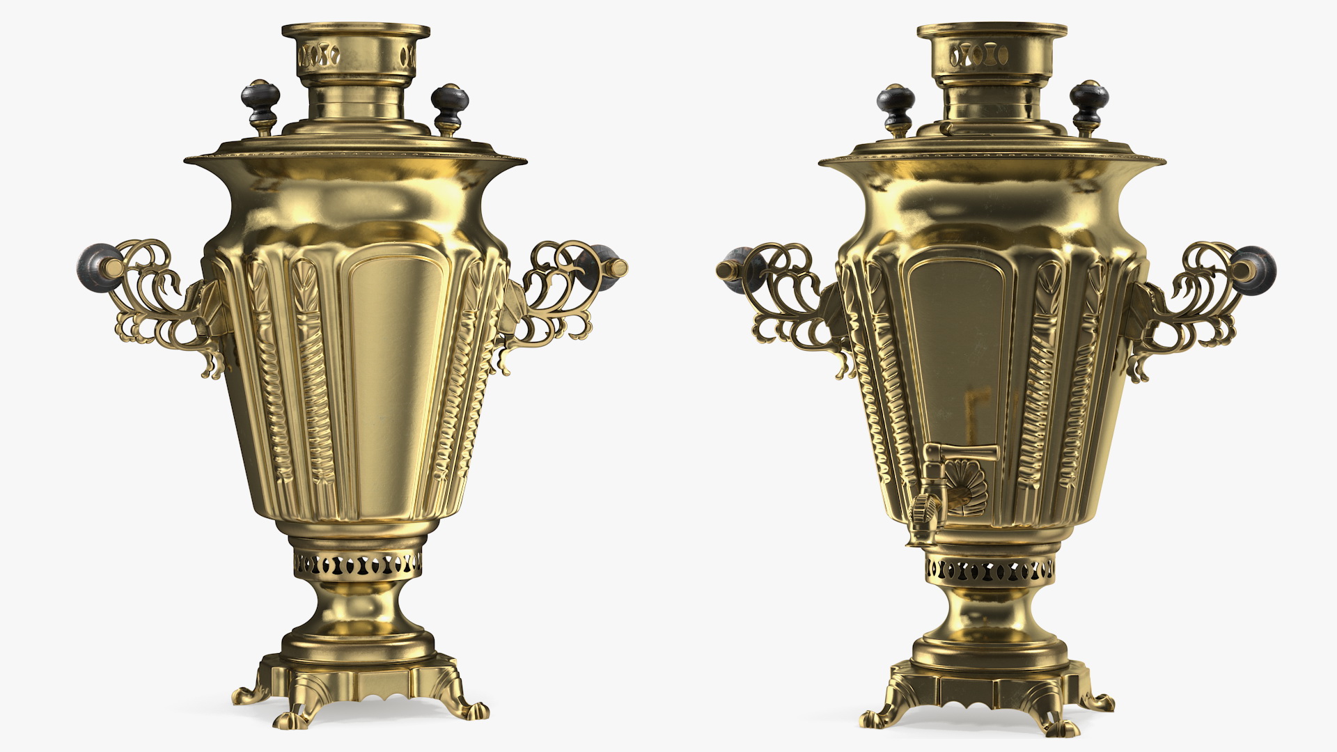 Russian Antique Brass Samovar 3D model