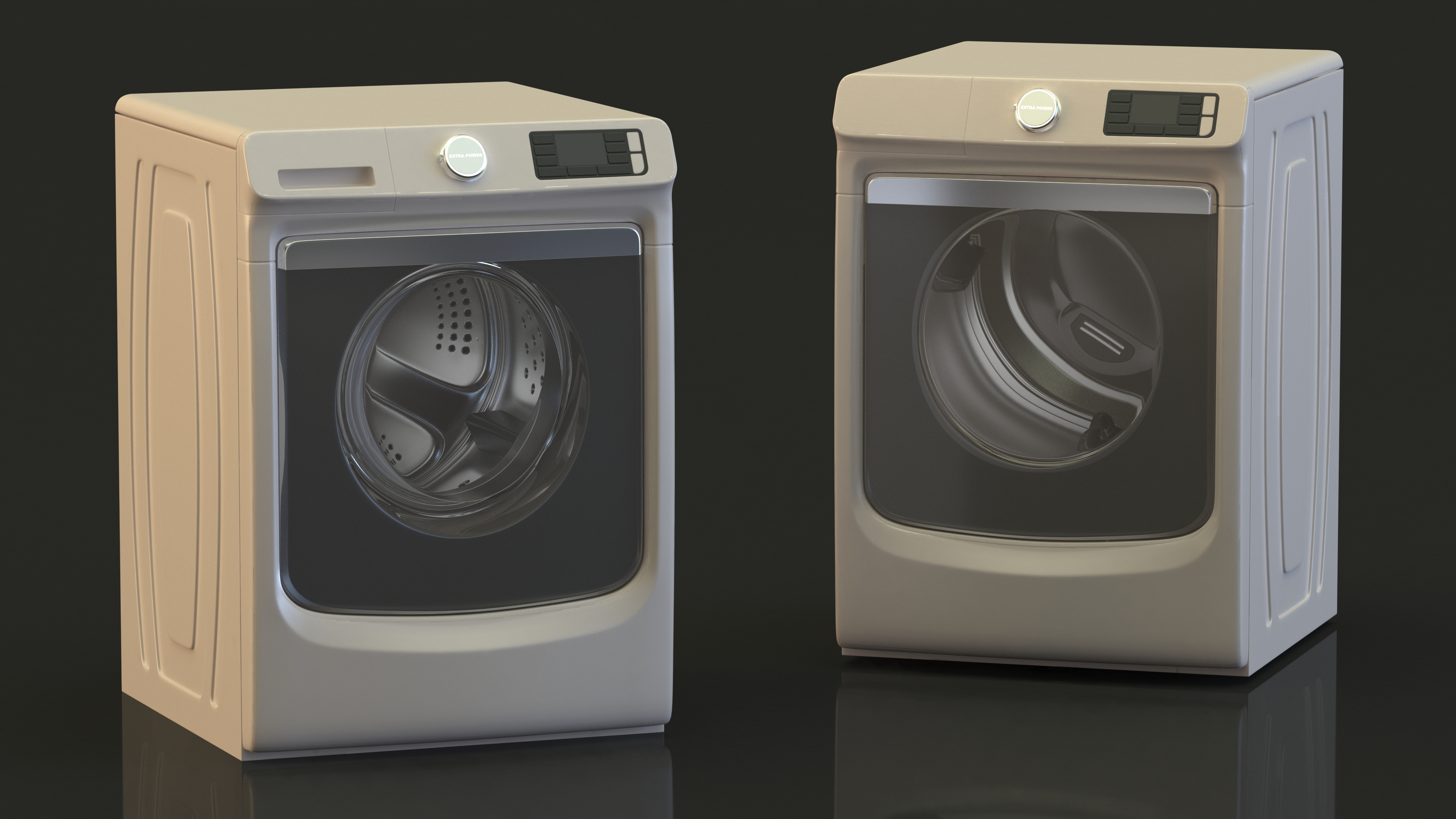 3D Beige Washer and Dryer Set