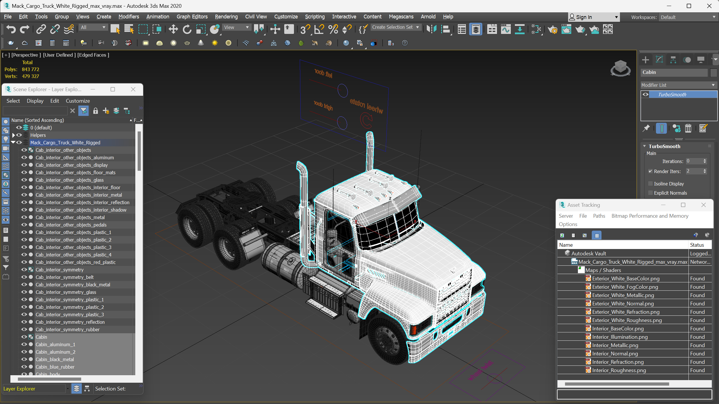 Mack Cargo Truck White Rigged 3D model