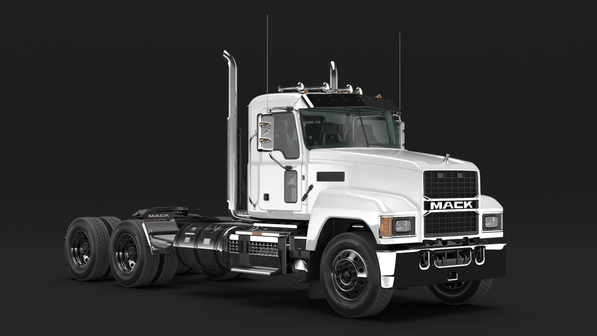 Mack Cargo Truck White Rigged 3D model