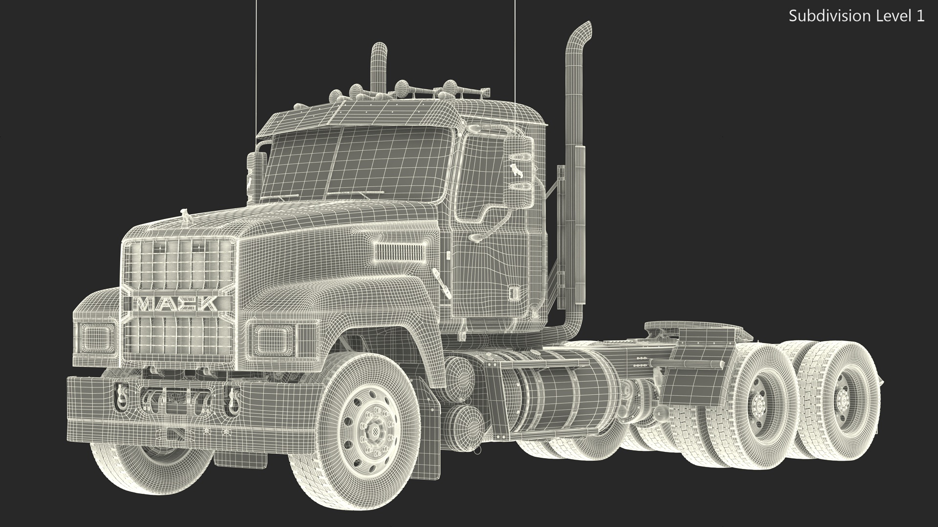 Mack Cargo Truck White Rigged 3D model