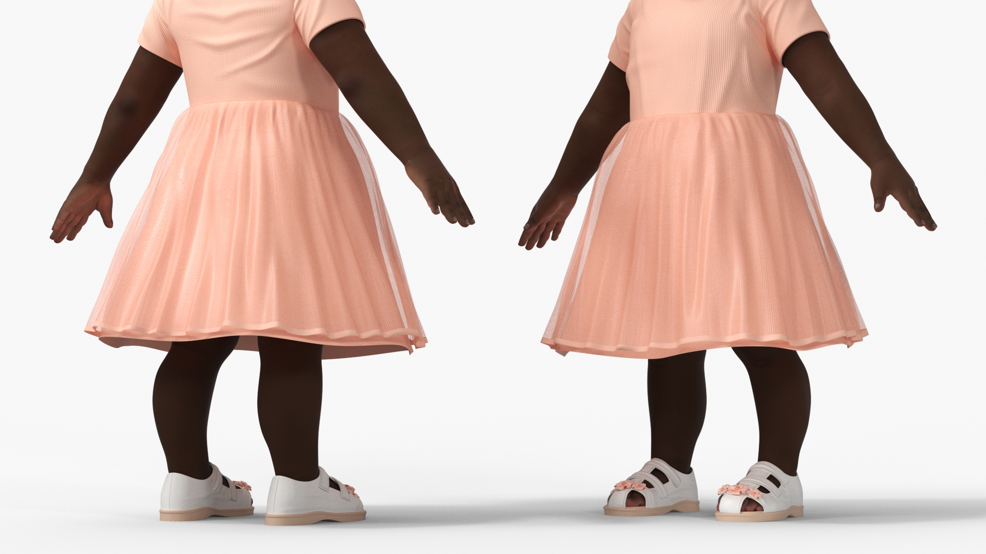 Black Baby Girl in Summer Outfit A-Pose 3D model