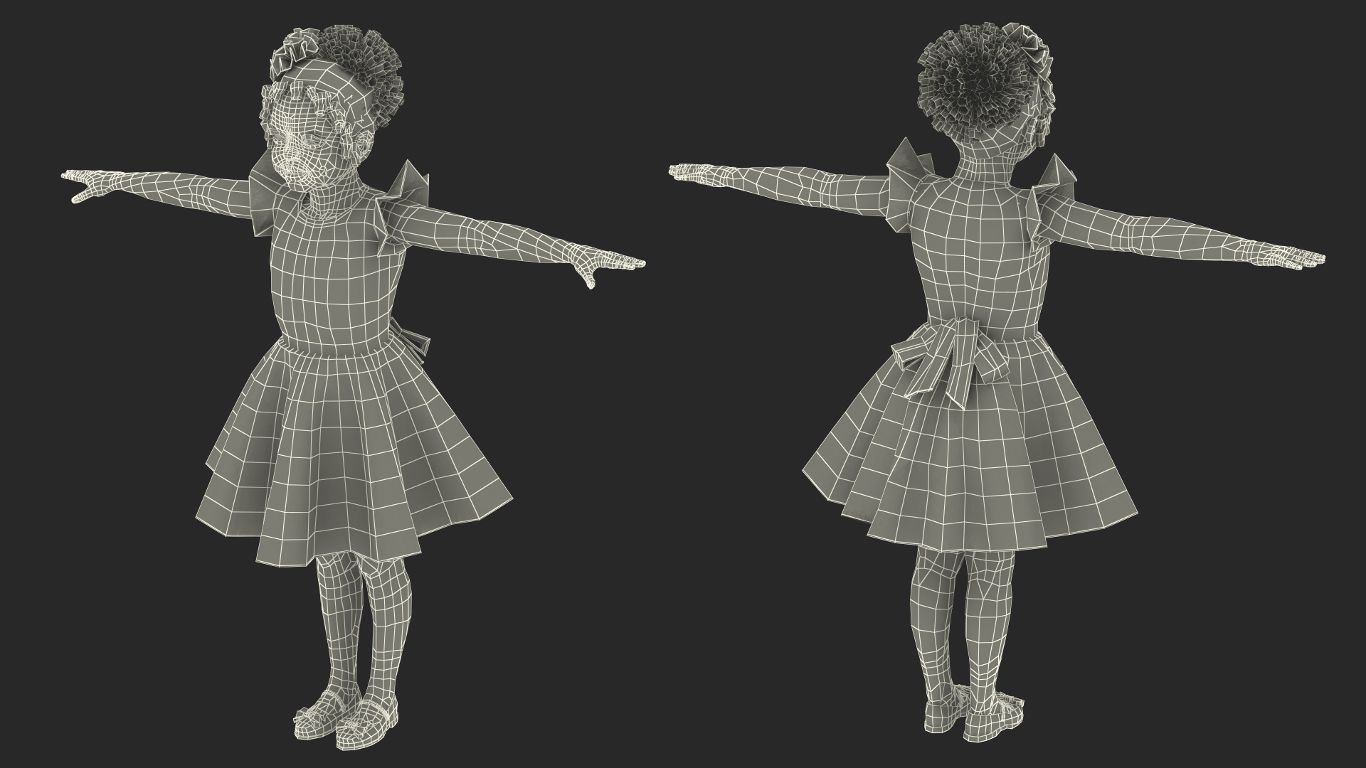 3D model Black Child Girl Party Style T-pose