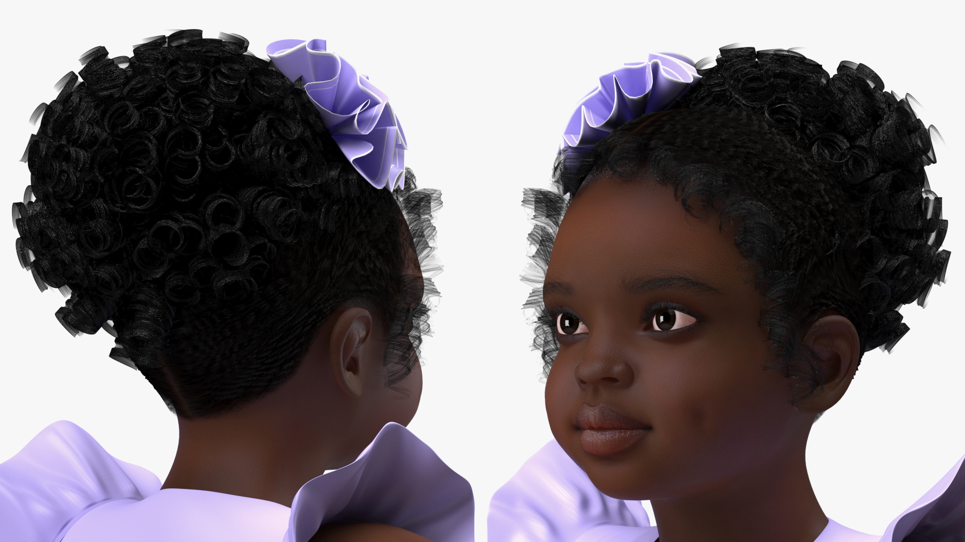 3D model Black Child Girl Party Style T-pose