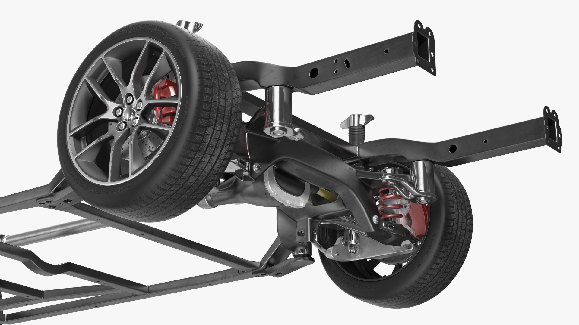 3D Car Frame and Chassis with Wheels model