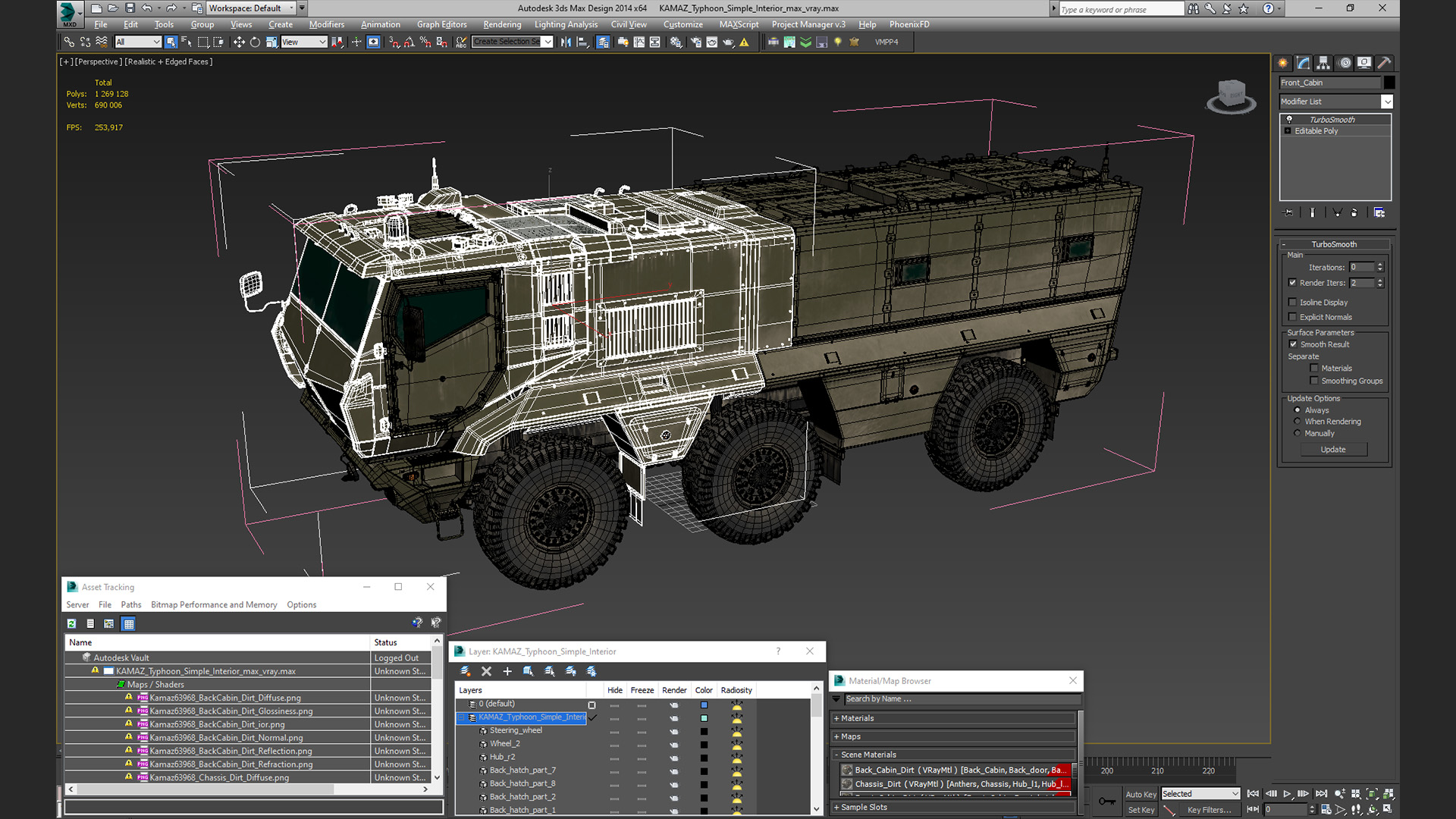 KAMAZ Typhoon Simple Interior 3D model