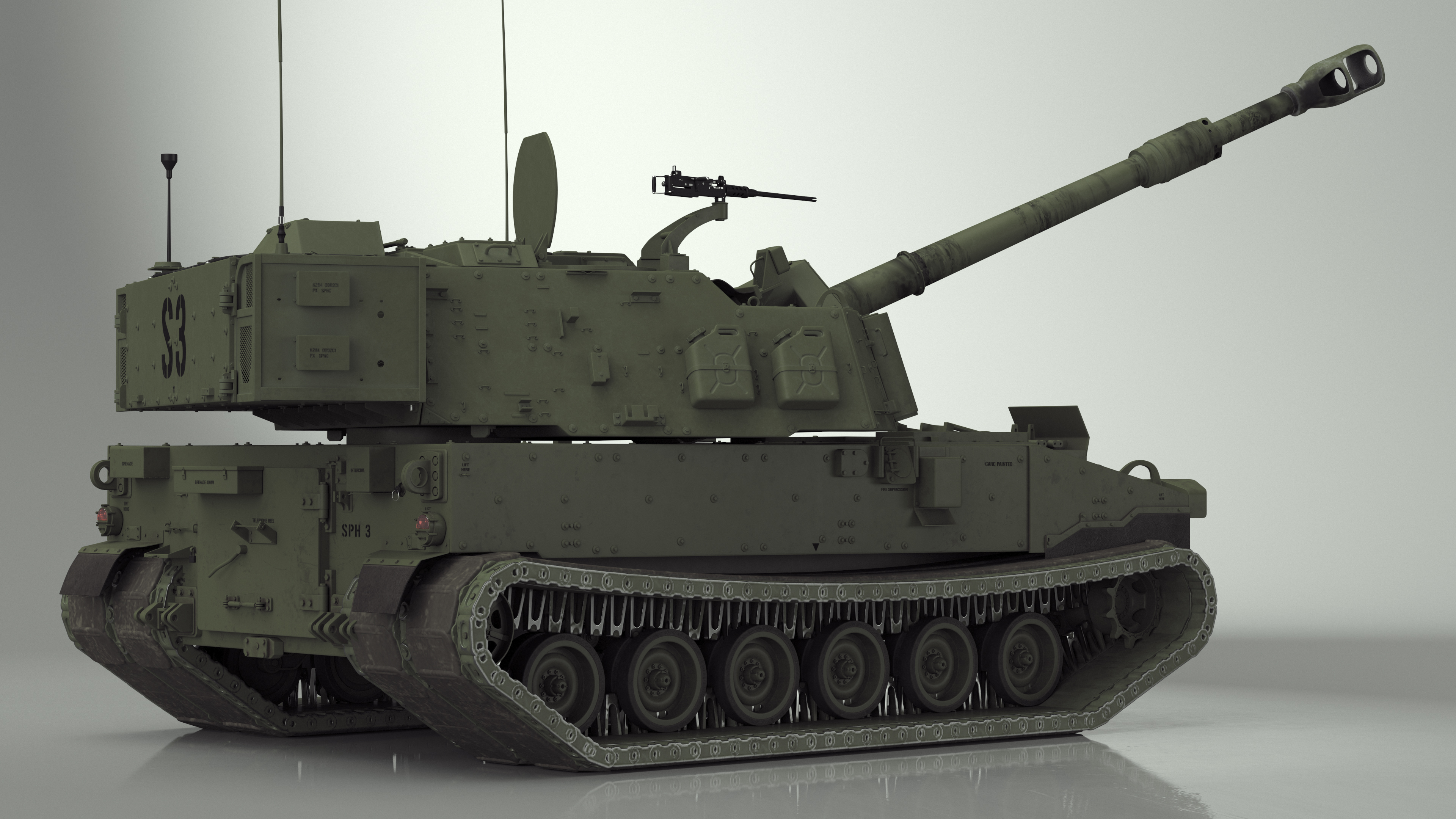 Military Howitzer M109A7 Paladin Rigged 3D model