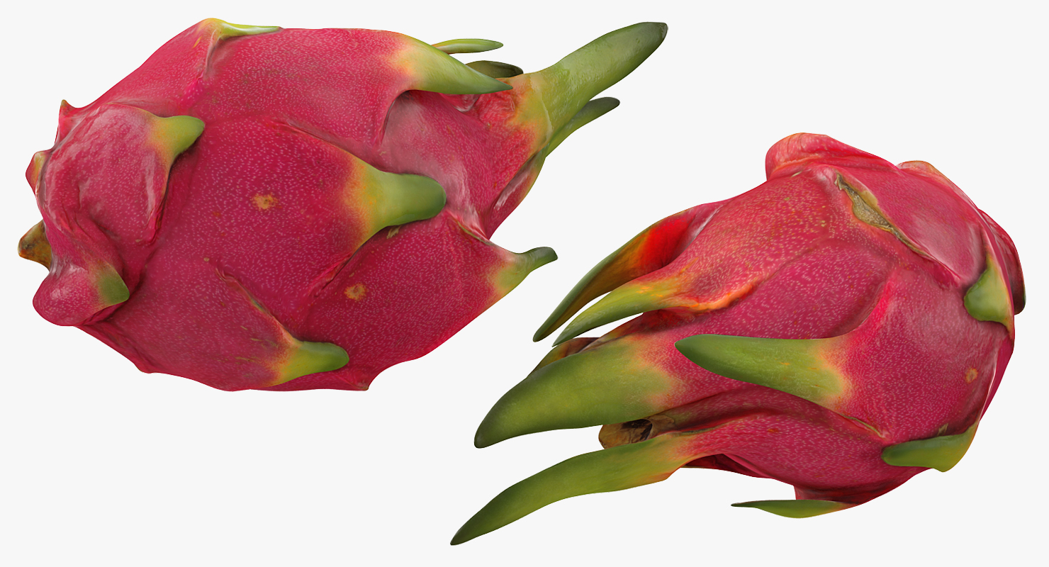 3D Whole and a Half Red Dragon Fruit model