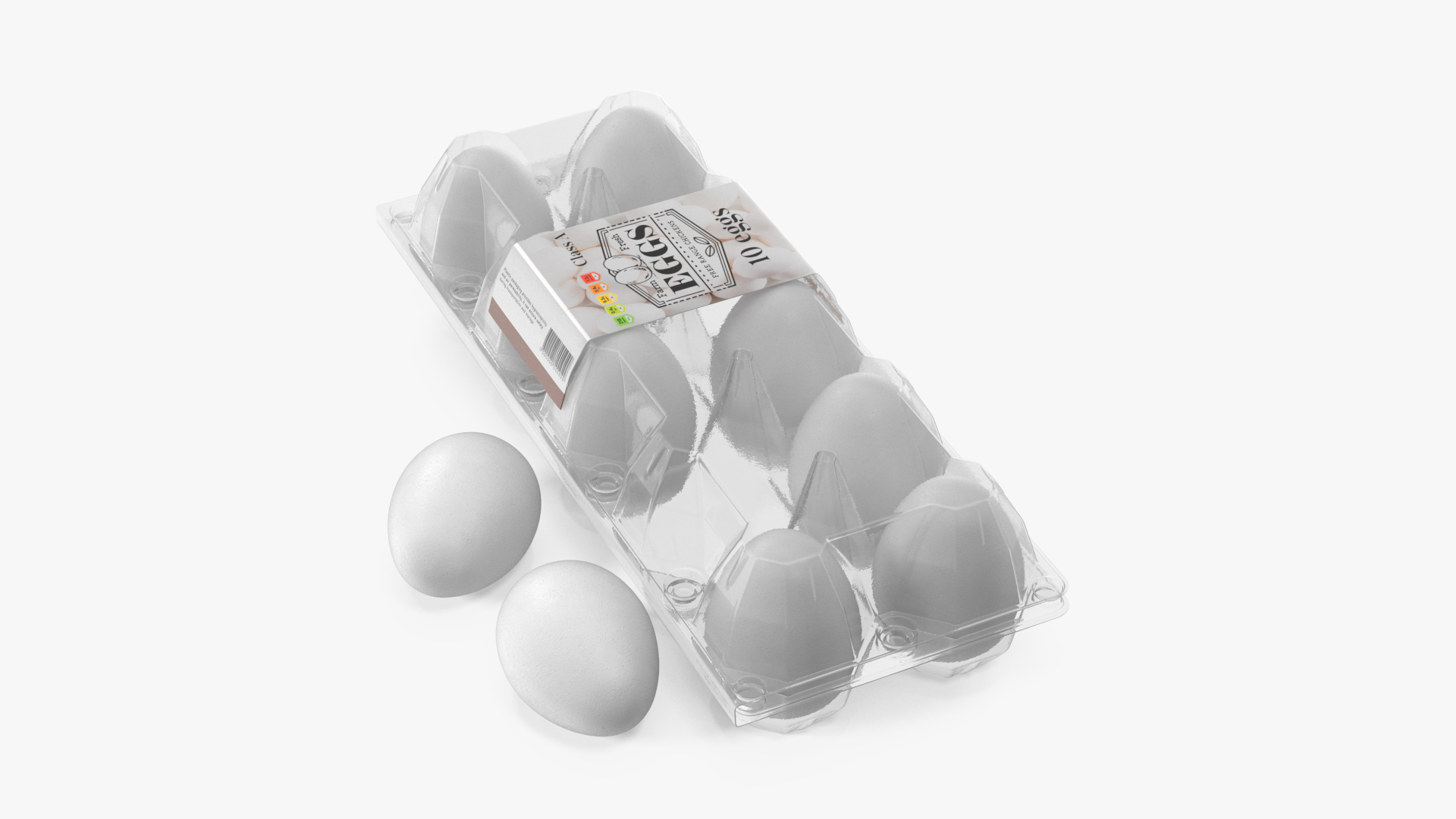 3D Egg Plastic Packaging with Ten White Eggs