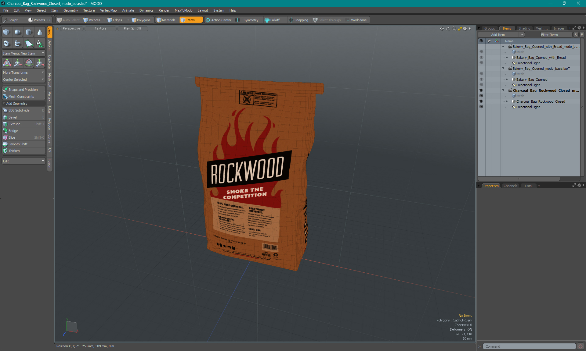 3D Charcoal Bag Rockwood Closed model