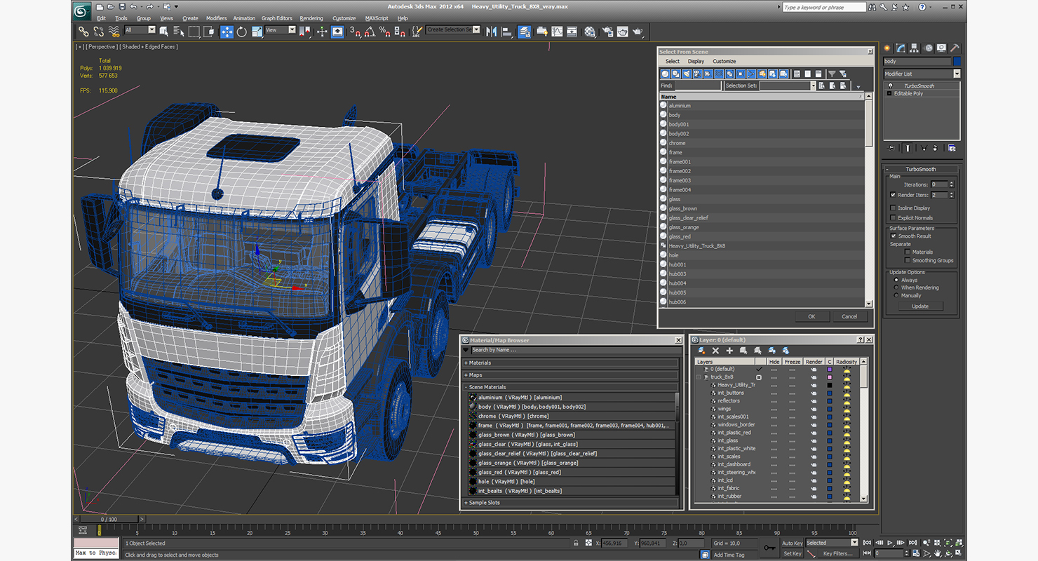 3D Heavy Utility Truck 8X8 model