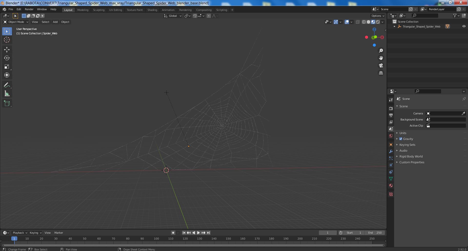 3D Triangular Shaped Spider Web model