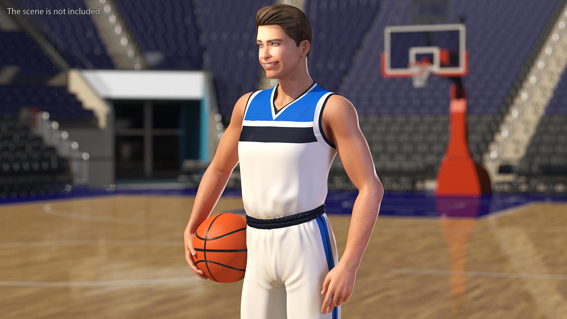 Teenage Boy with Basketball Ball 3D