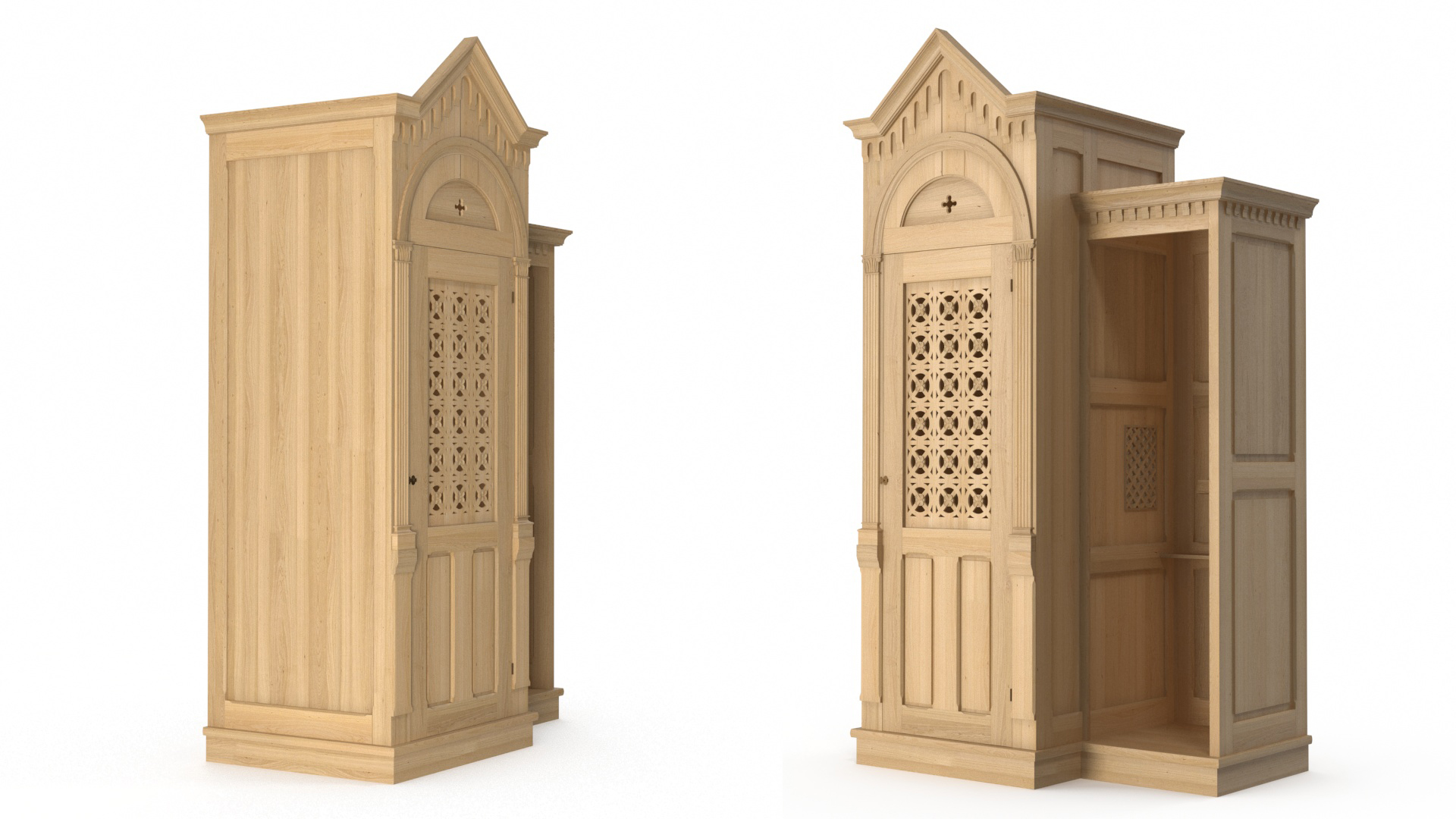 3D Confessional Maple Wood model