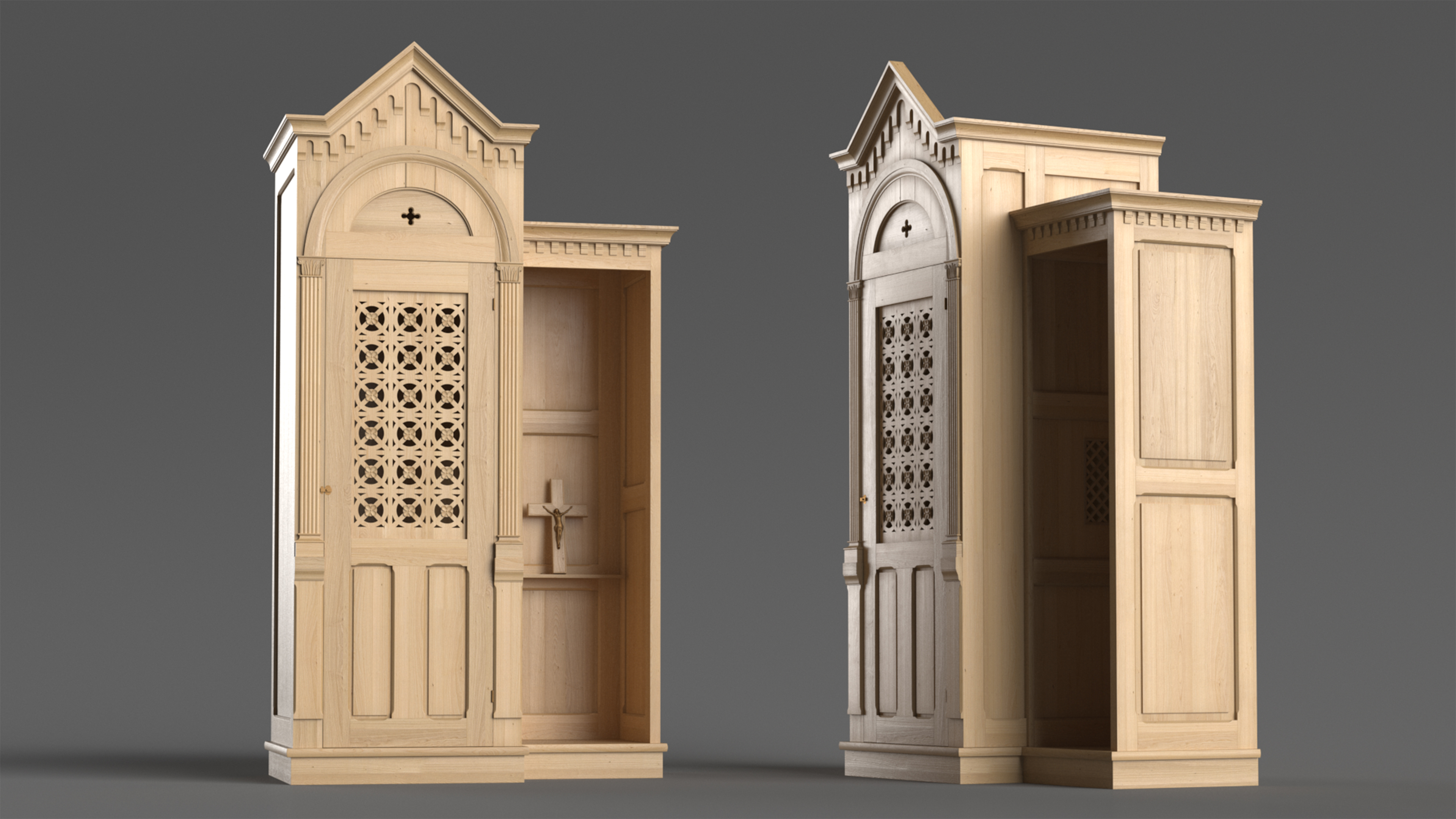 3D Confessional Maple Wood model