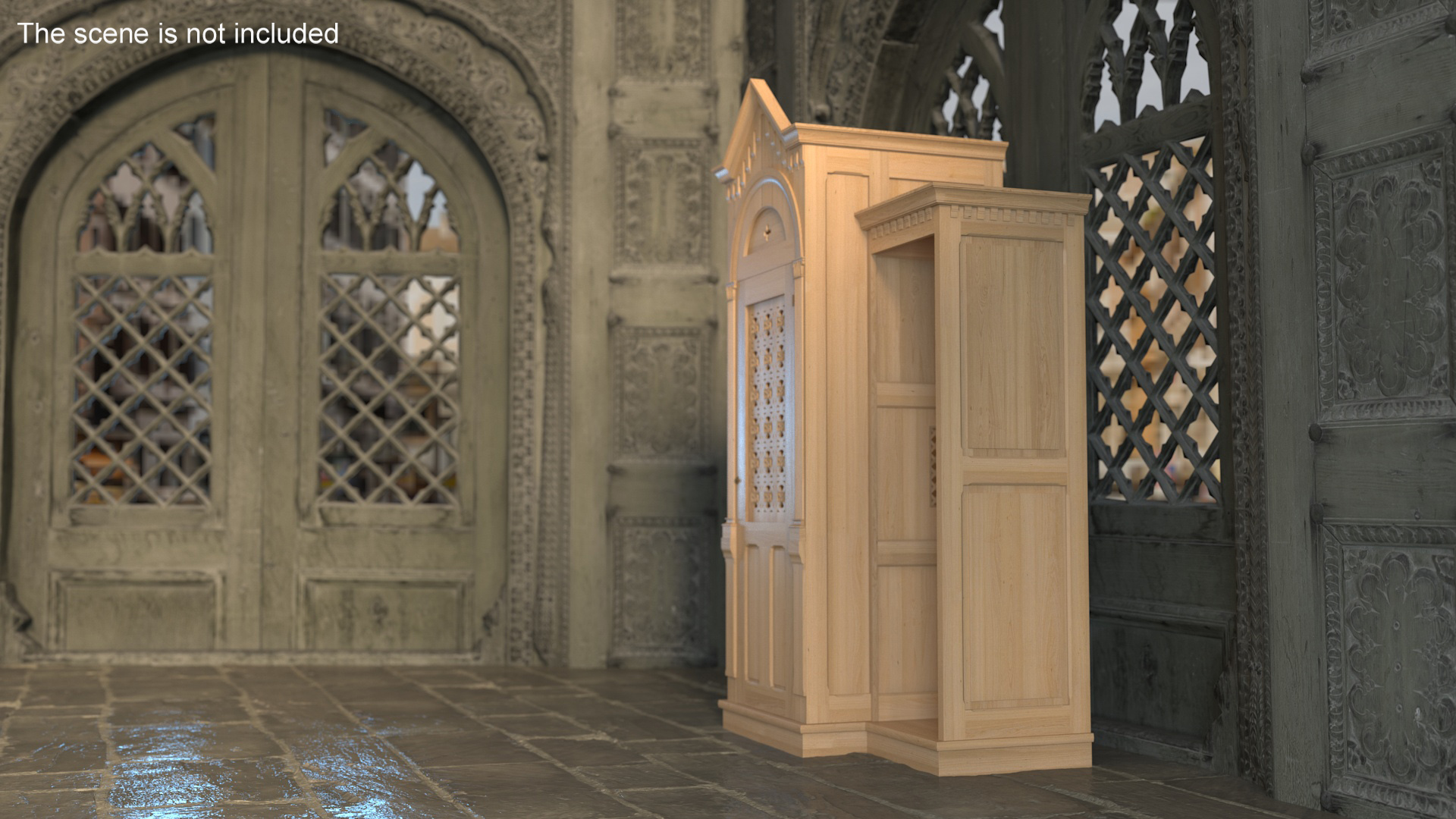 3D Confessional Maple Wood model