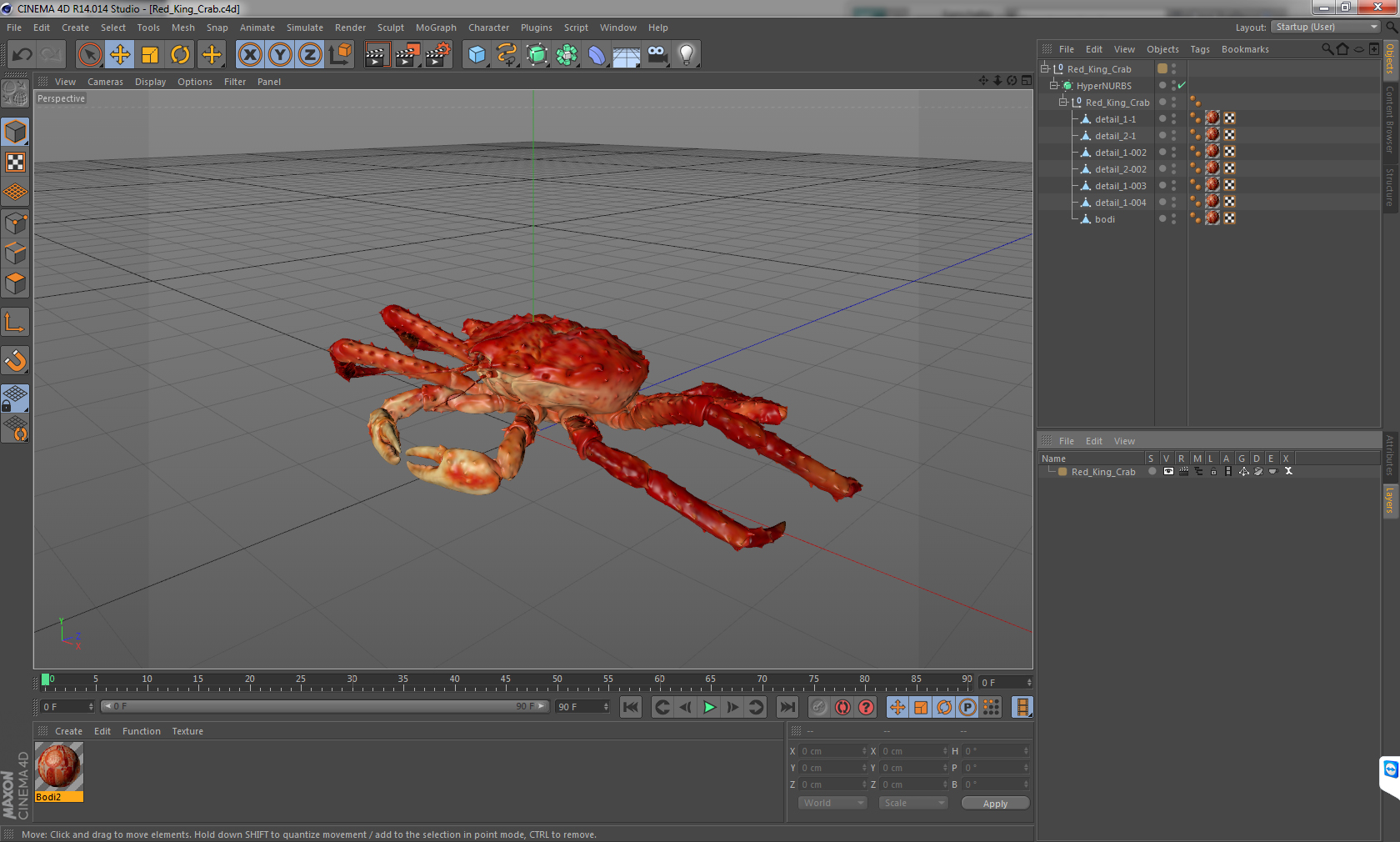 3D Red King Crab model