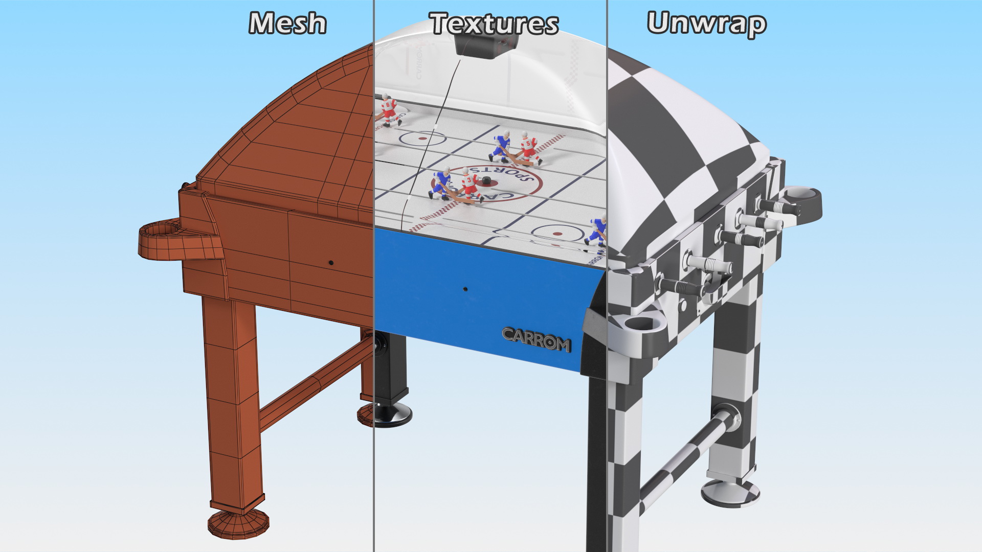 Carrom Signature Stick Hockey Table Rigged 3D