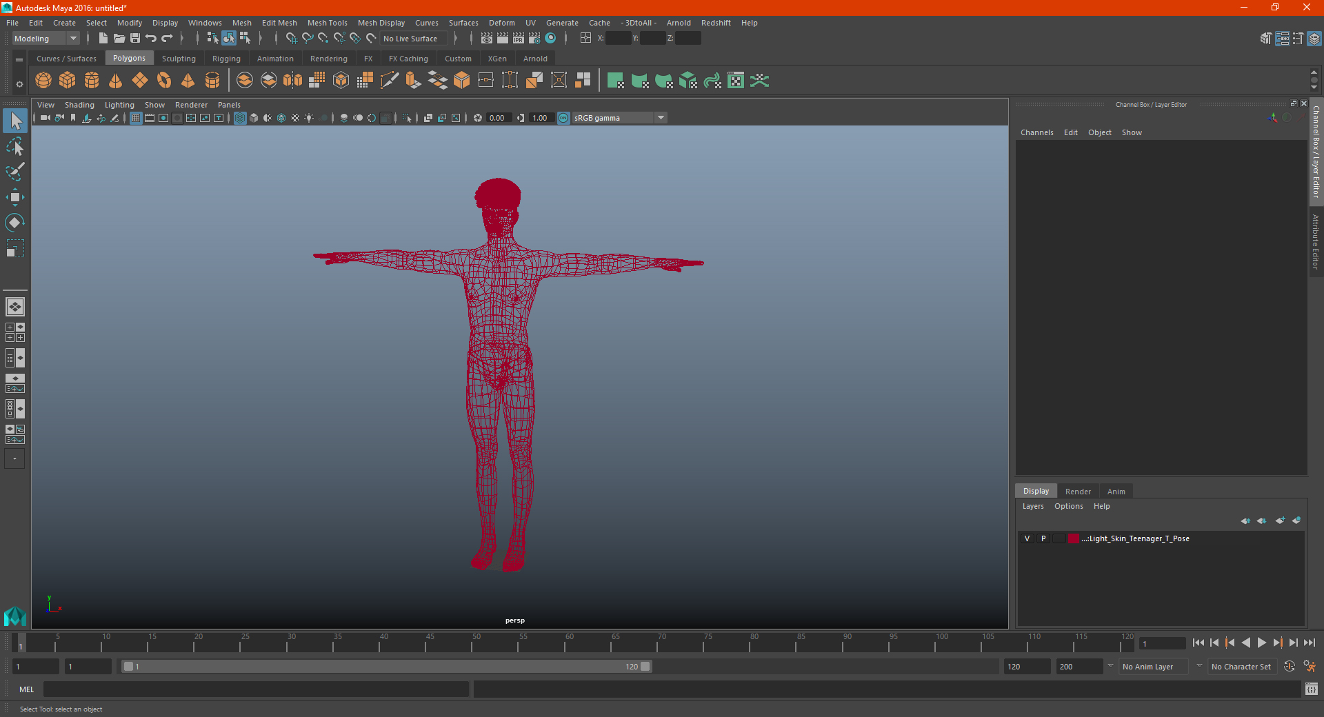 3D Dark Skin Young Man T Pose