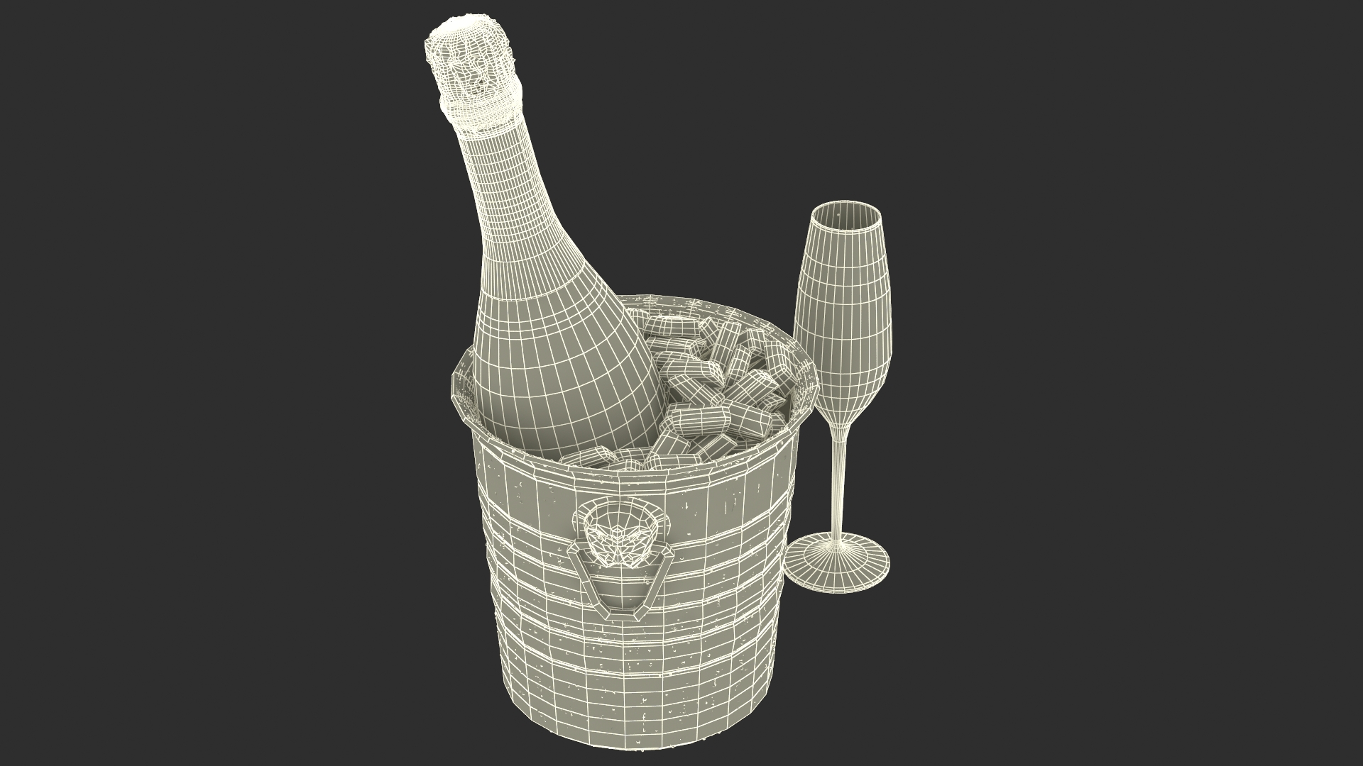 3D Sparkling Wine Freixenet Rose in a Bucket of Ice model