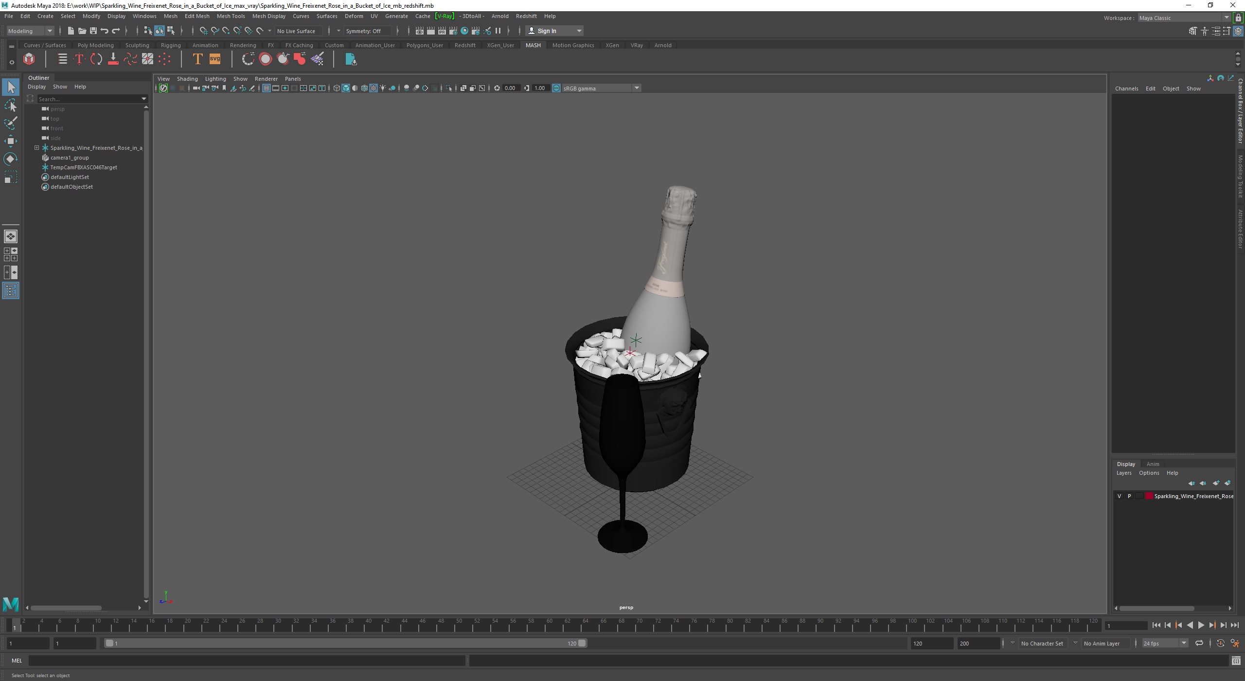 3D Sparkling Wine Freixenet Rose in a Bucket of Ice model