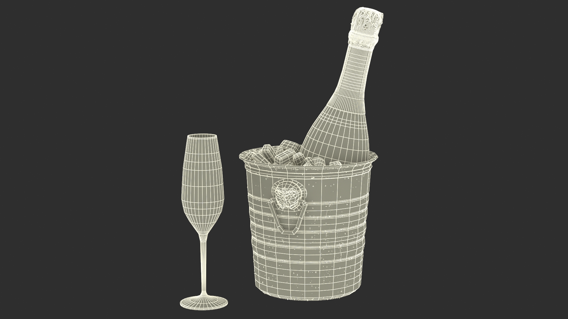 3D Sparkling Wine Freixenet Rose in a Bucket of Ice model