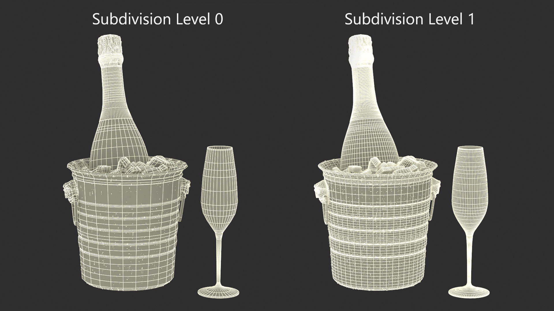 3D Sparkling Wine Freixenet Rose in a Bucket of Ice model