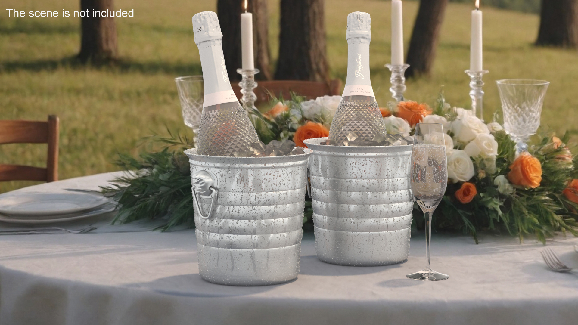 3D Sparkling Wine Freixenet Rose in a Bucket of Ice model